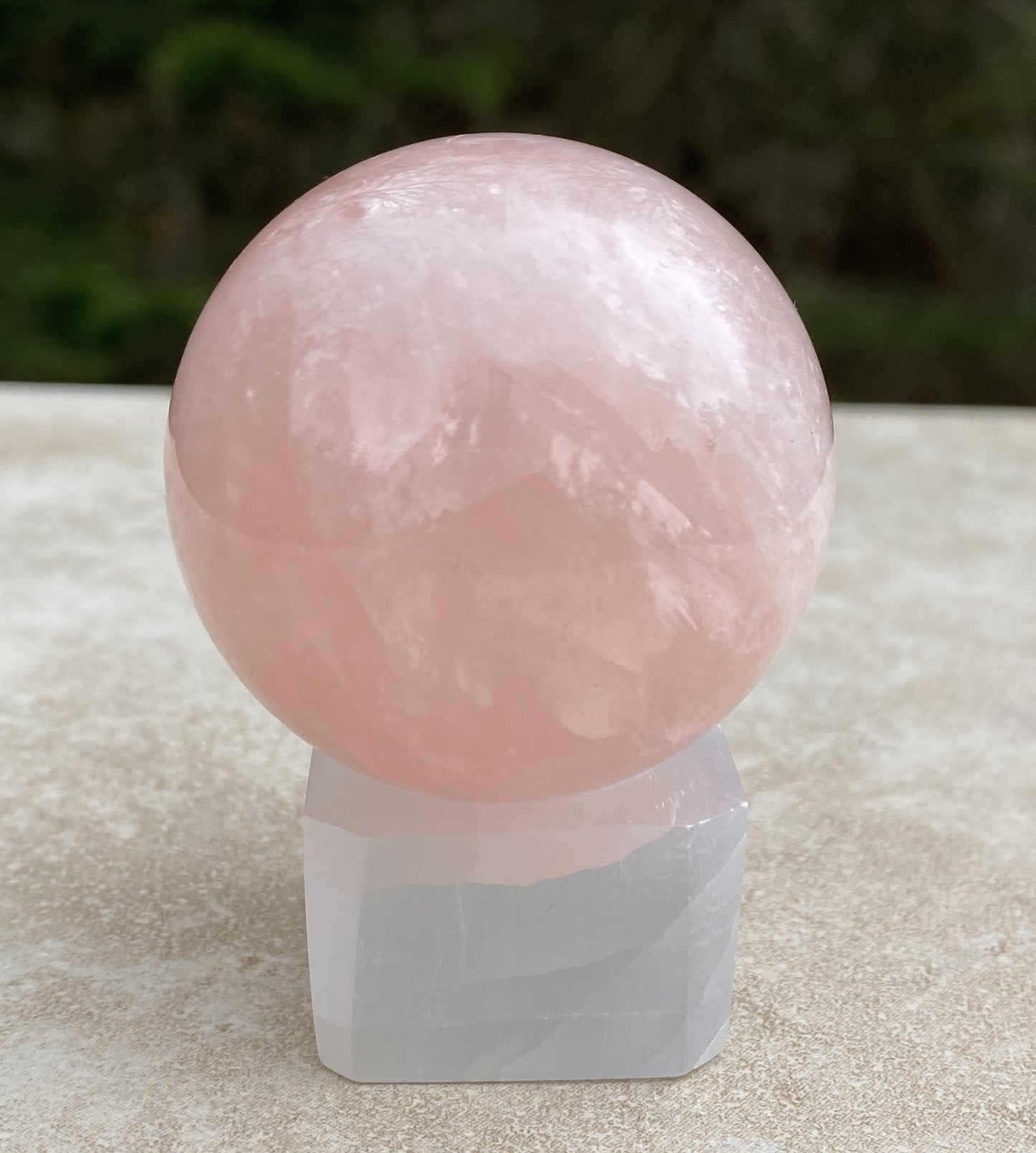 Rose Quartz Sphere  Glass Stand   Love Compassion 29452S