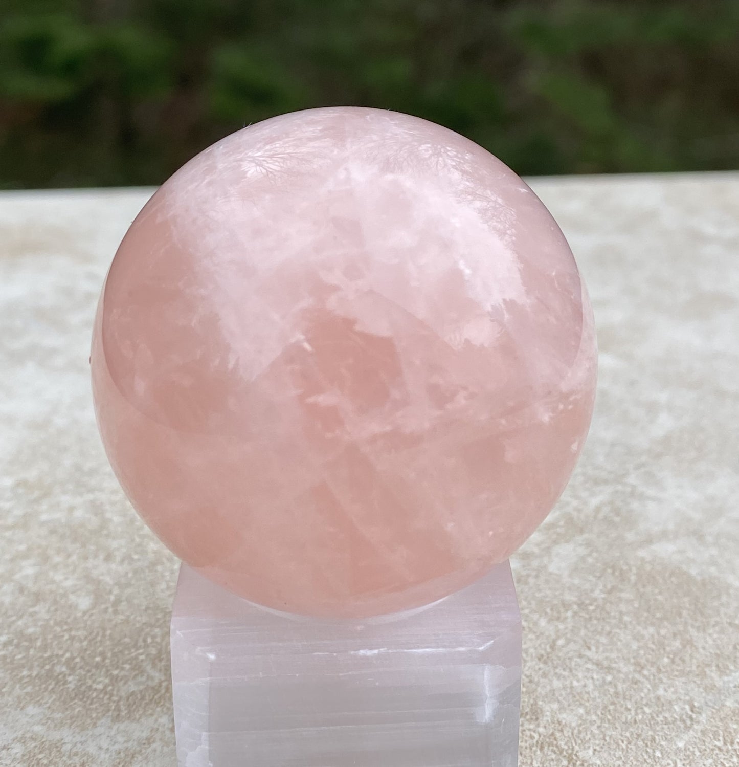 Rose Quartz Sphere  Glass Stand   Love Compassion 29452S