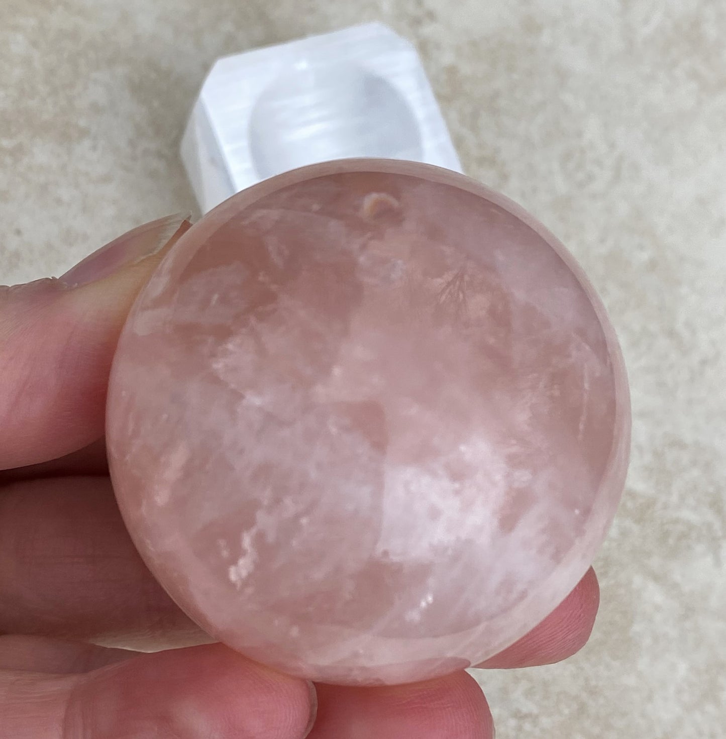 Rose Quartz Sphere  Glass Stand   Love Compassion 29452S