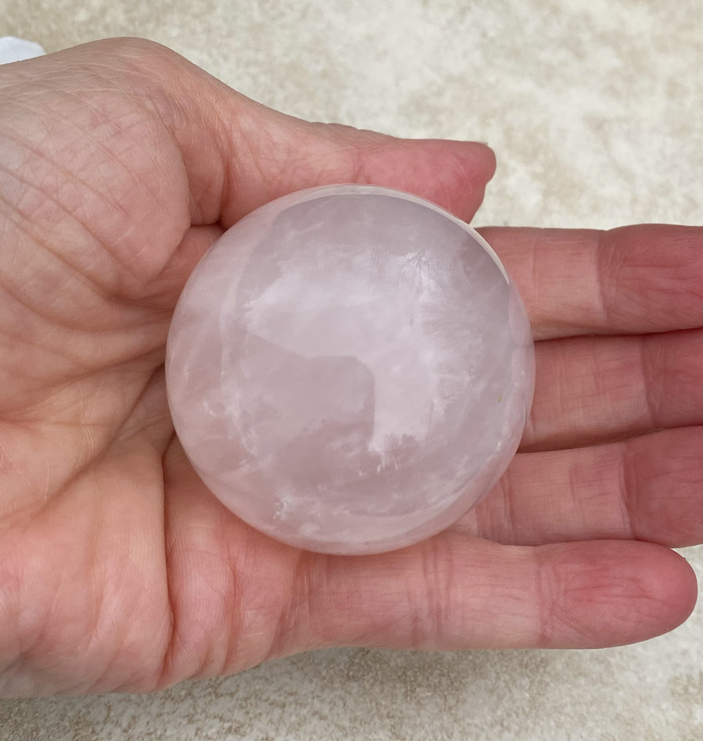 Rose Quartz Sphere Selenite Stand   Love Compassion 31218S