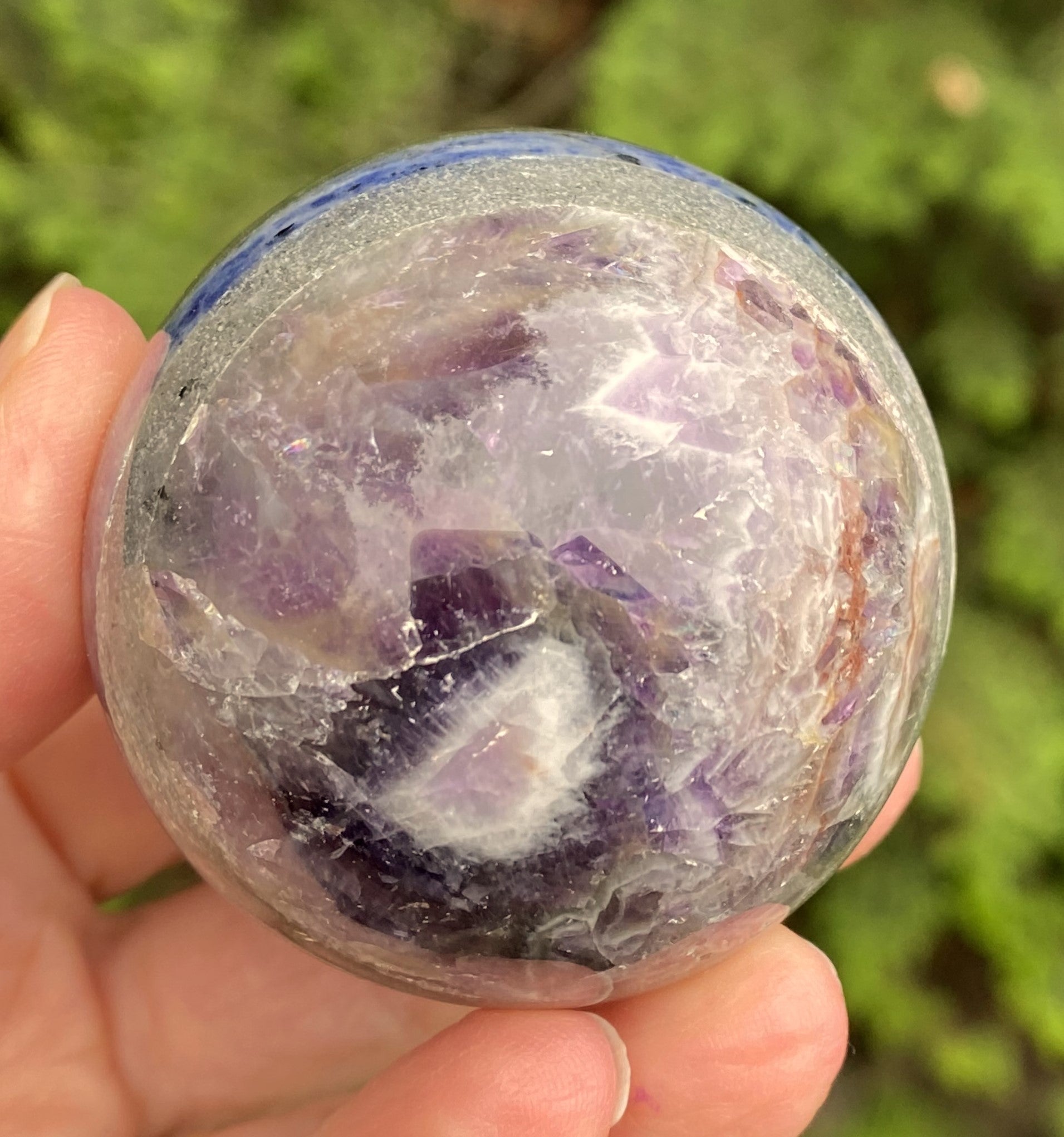 7 Stone Chakra Sphere  Glass Stand Gemstone Crystal India 30356S