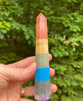7 Stone Chakra Wand  Double Terminated Point  Healing Crystal India 30355S