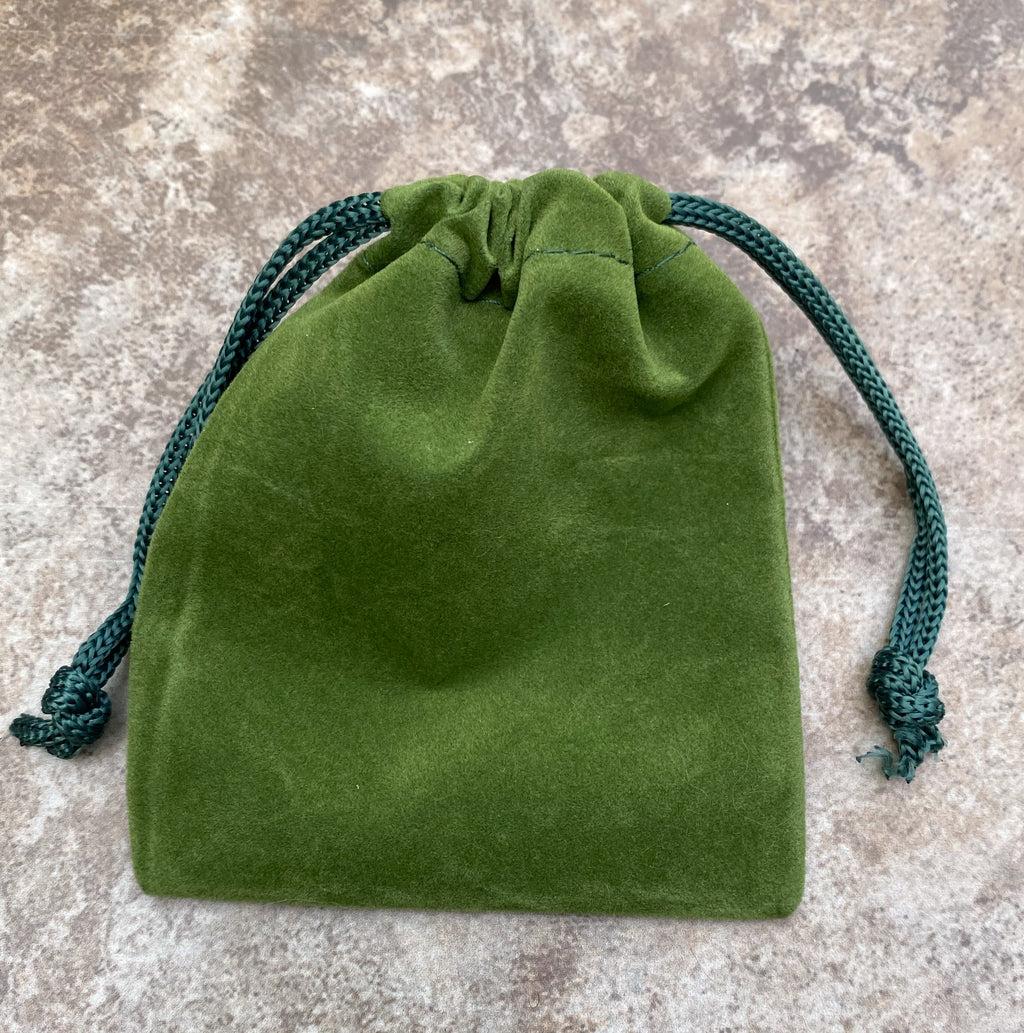 Medicine Bag  3" x 4" Green Velvet Draw String Pouch  30372S