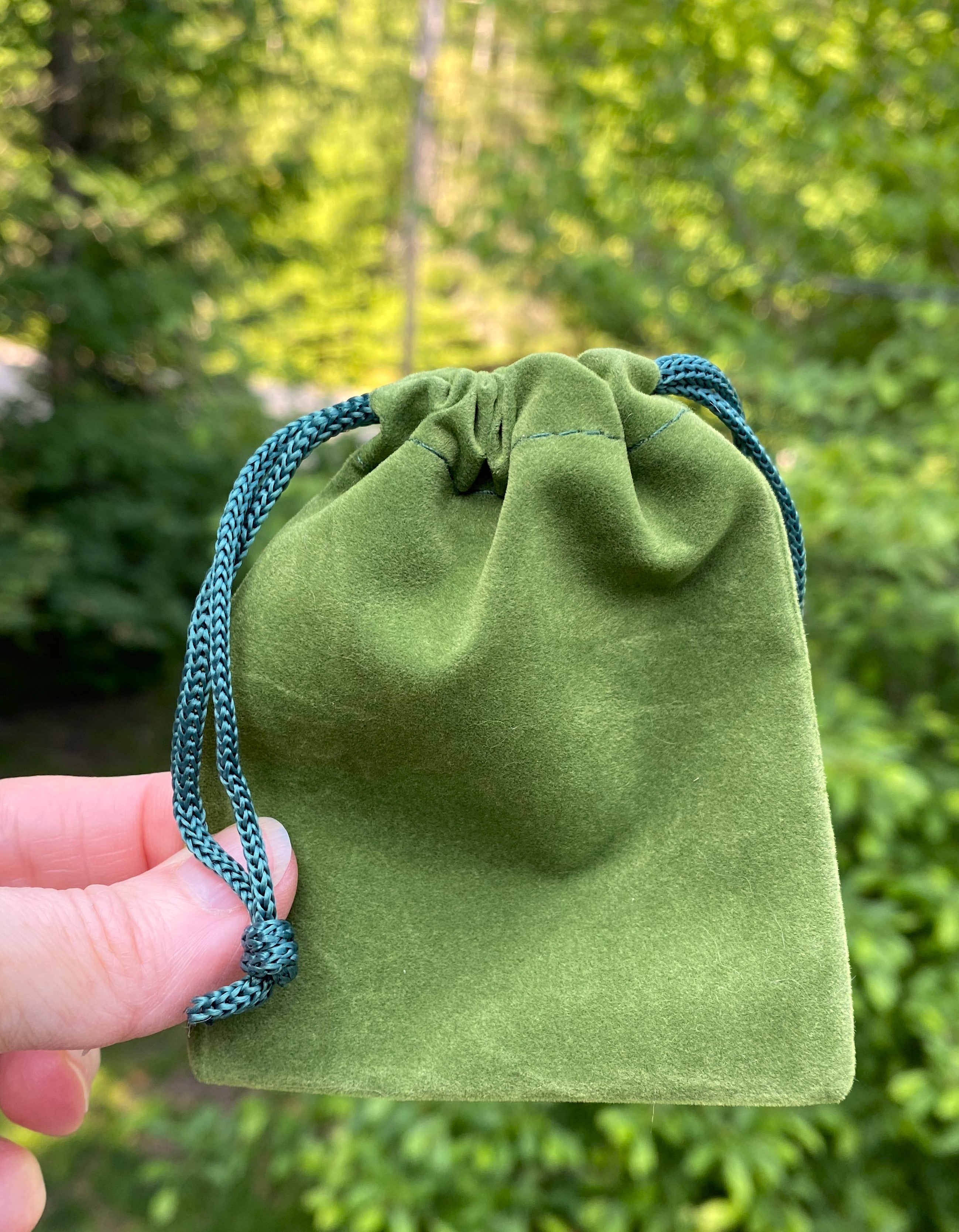 Medicine Bag  3" x 4" Green Velvet Draw String Pouch  30372S