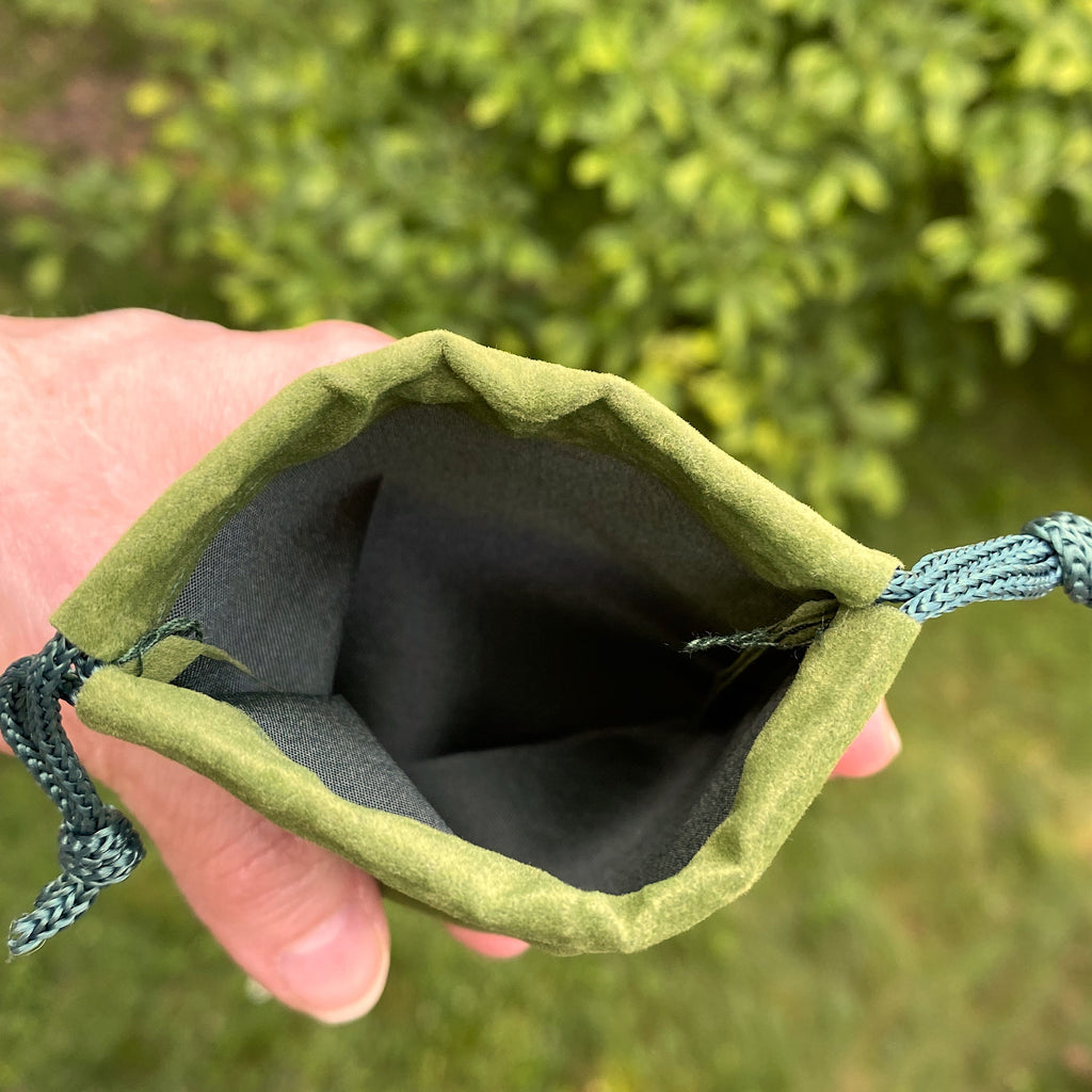 Medicine Bag  3" x 4" Green Velvet Draw String Pouch  30372S