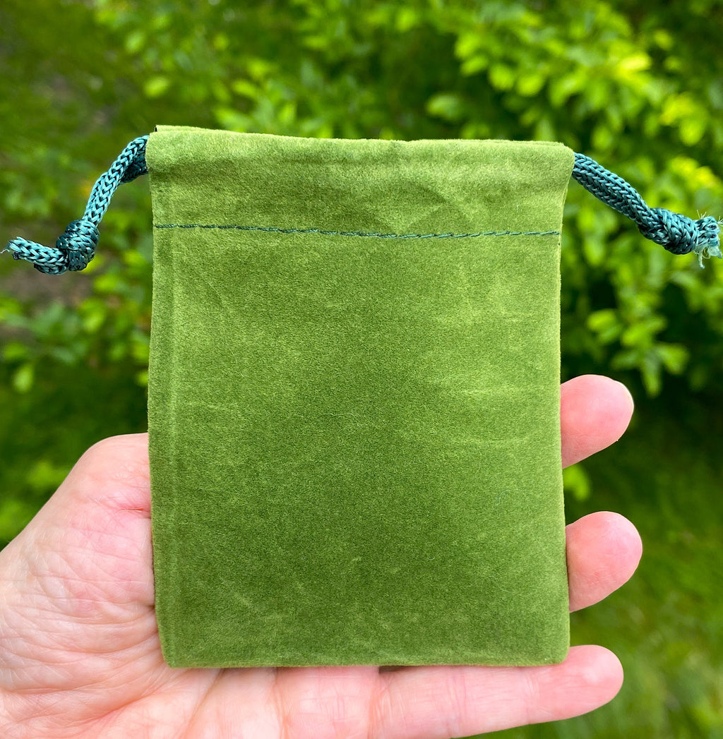 Medicine Bag  3" x 4" Green Velvet Draw String Pouch  30372S