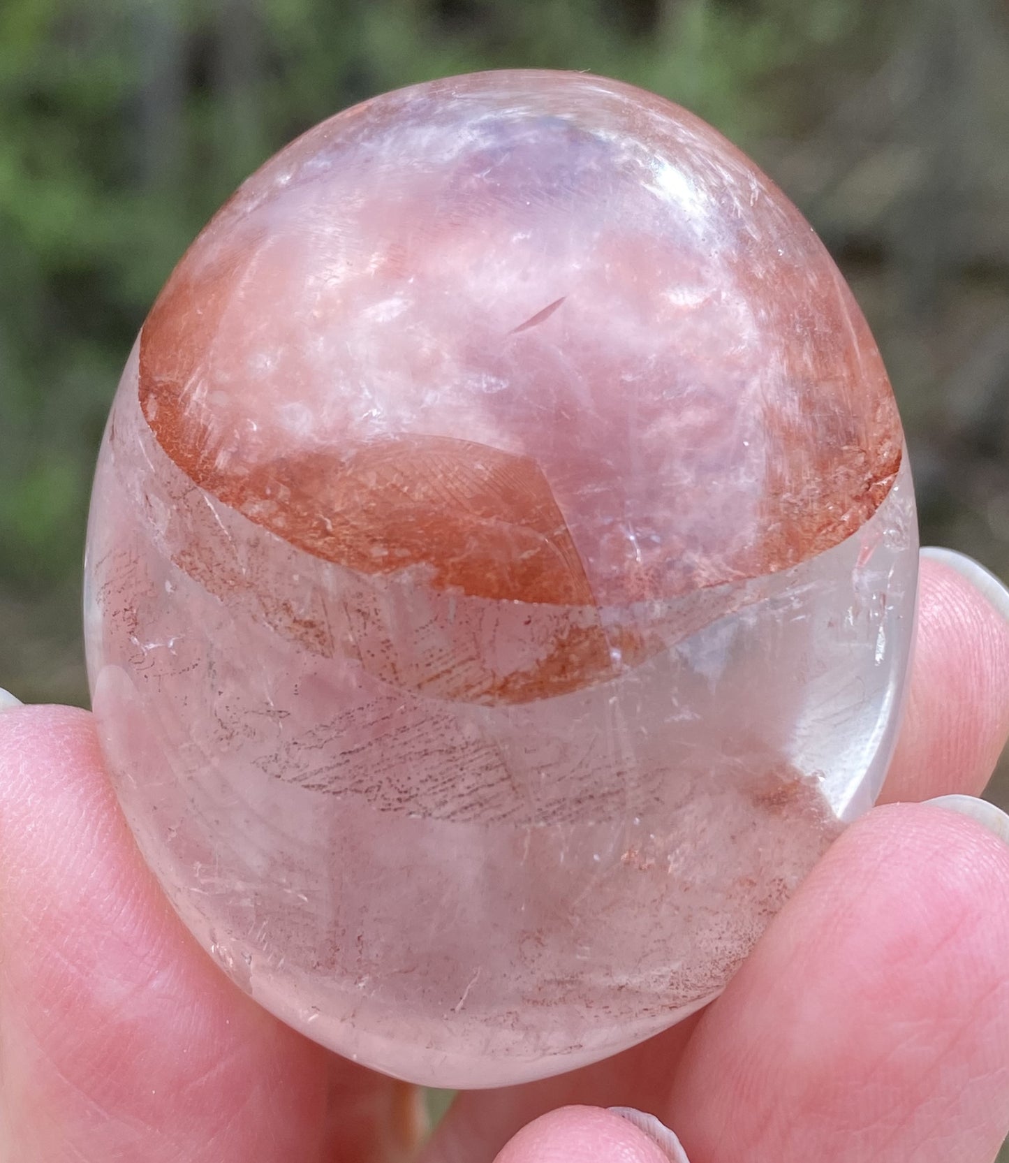 Hematoid Fire Quartz  Small Palm Stone  Healer Protection 28281S