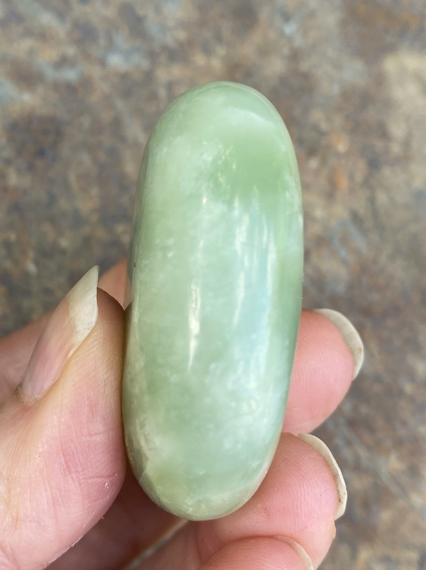 Jade Green Small Palm Stone  Protection Dream Stone 29487S