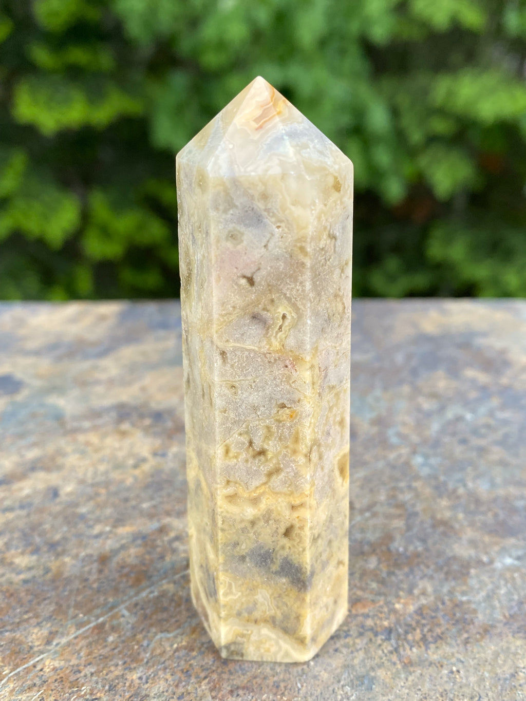Crazy Lace Agate  Yellow Tower Point   Protection Balance 31747S
