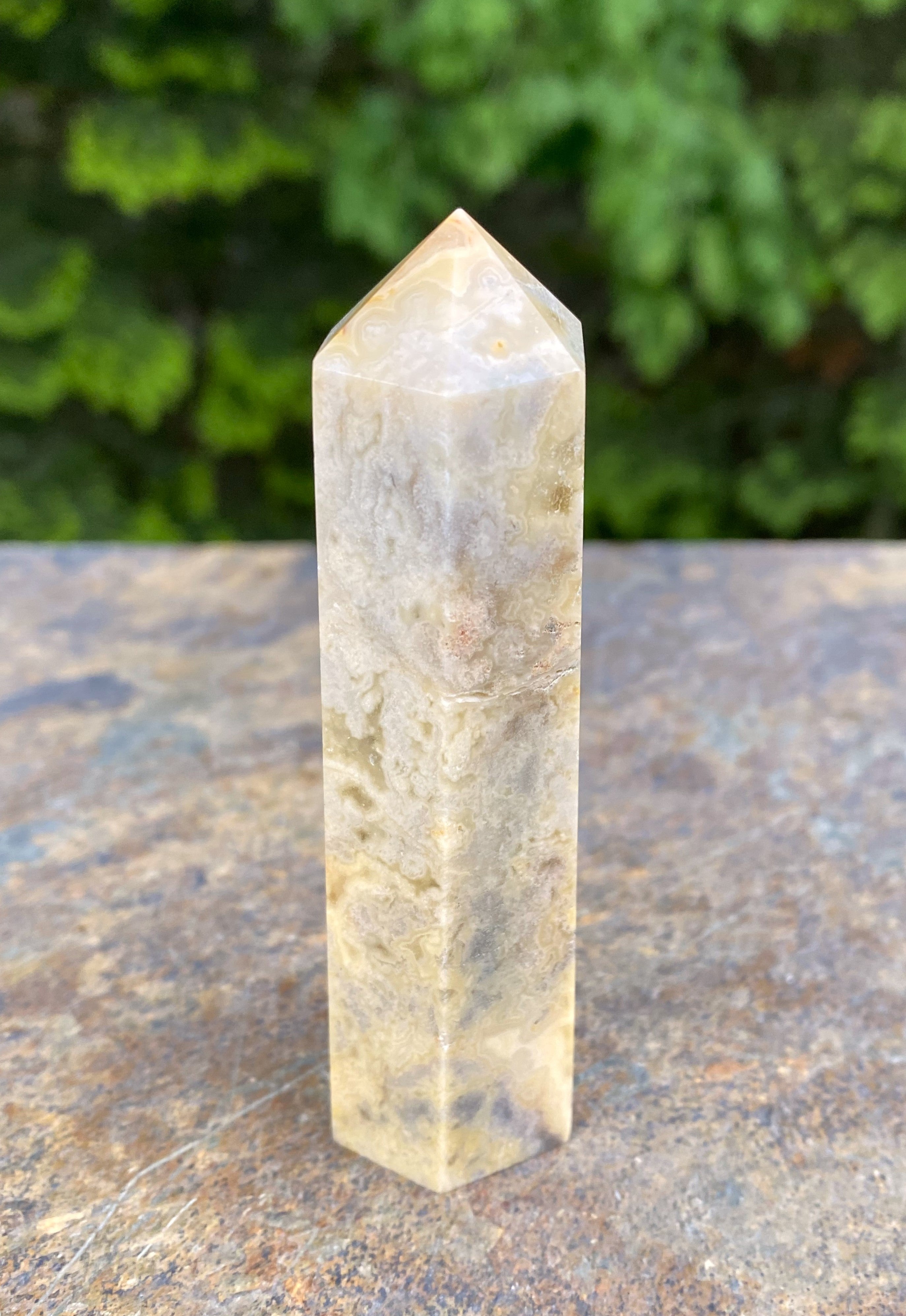 Crazy Lace Agate  Yellow Tower Point   Protection Balance 31747S