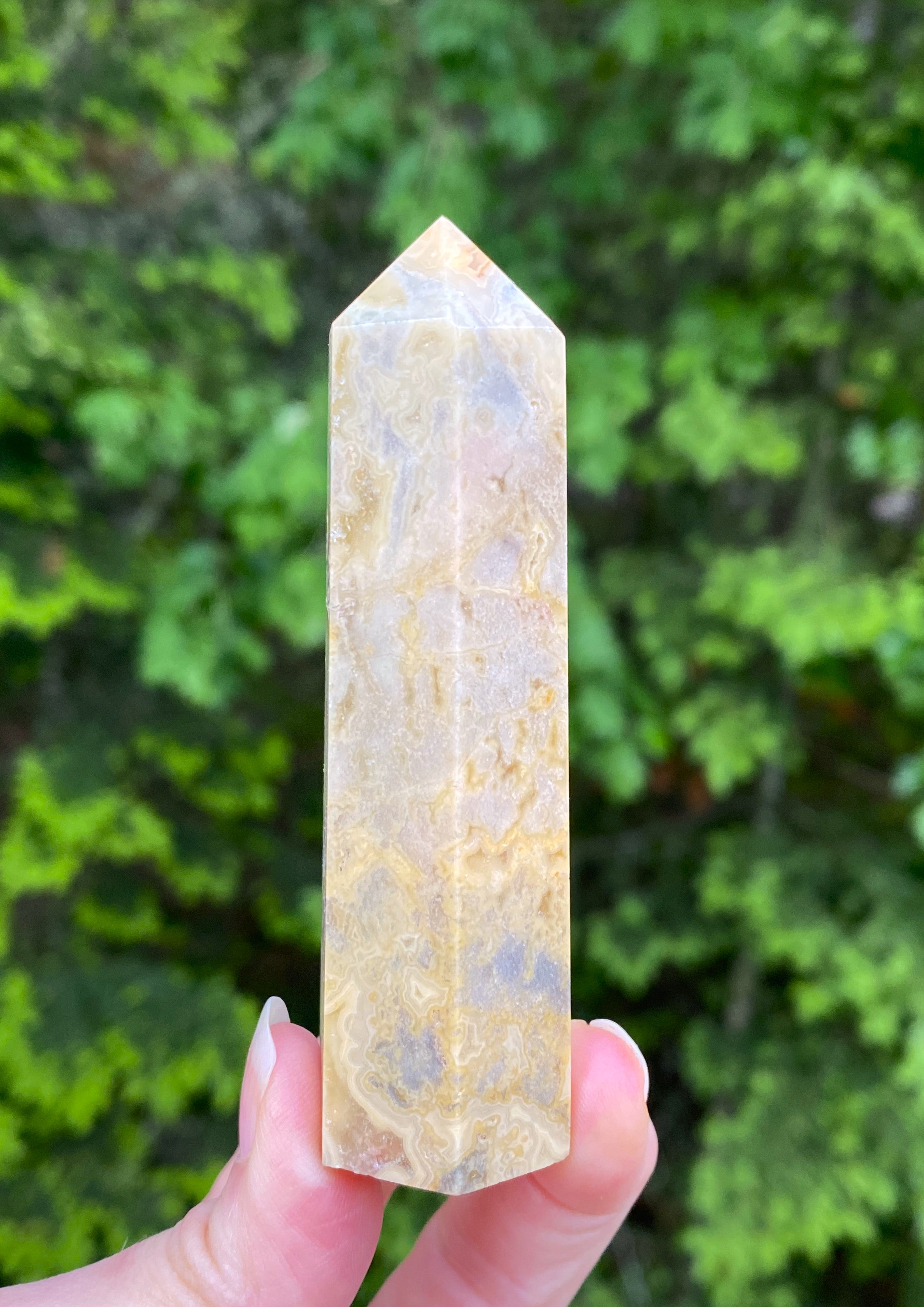 Crazy Lace Agate  Yellow Tower Point   Protection Balance 31747S