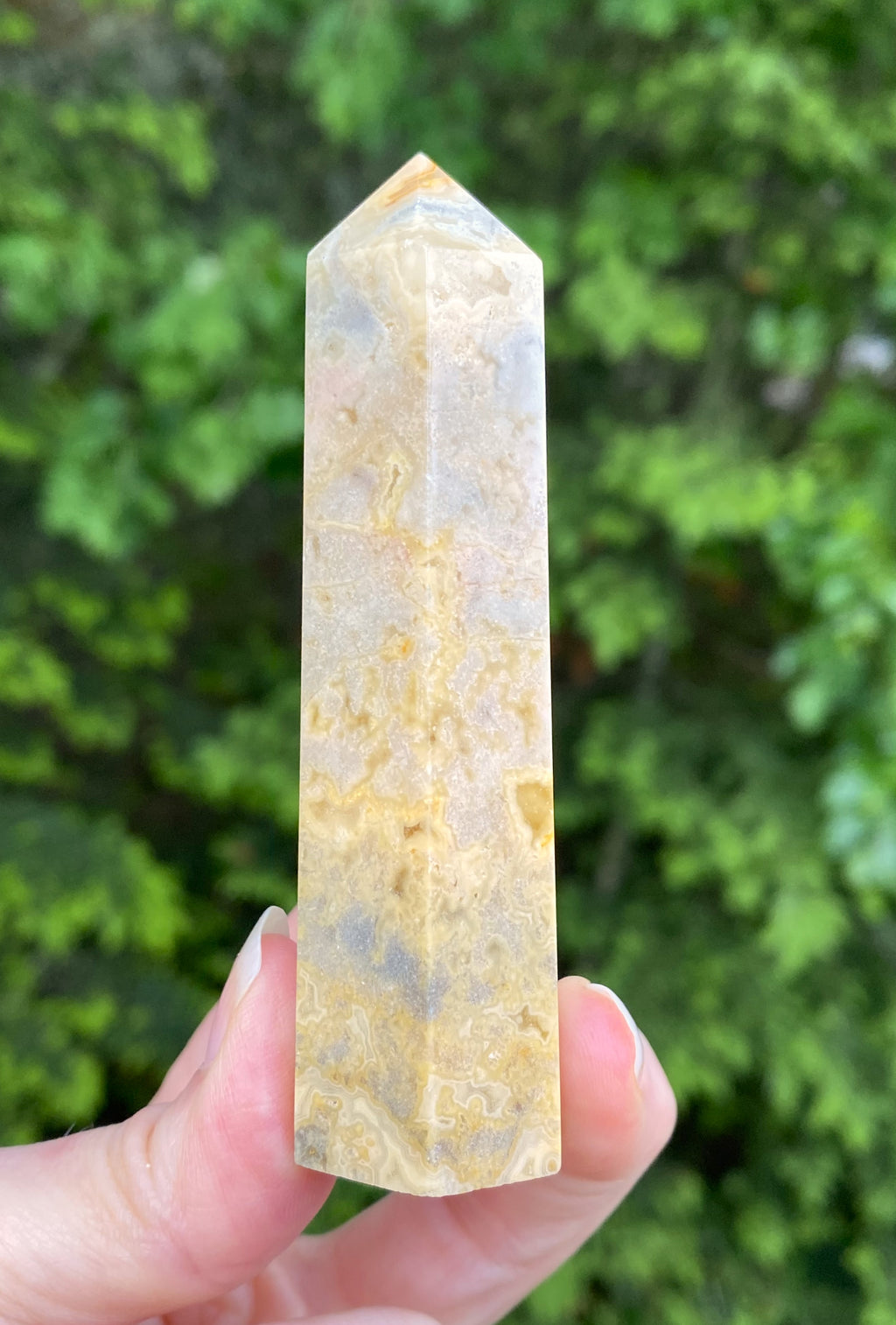 Crazy Lace Agate  Yellow Tower Point   Protection Balance 31747S