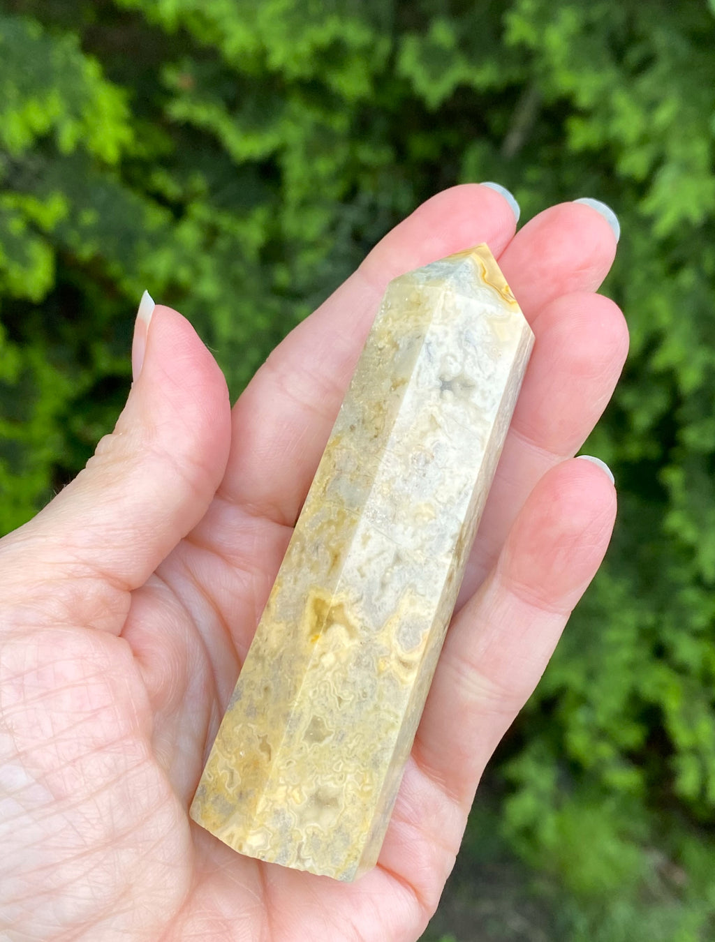 Crazy Lace Agate  Yellow Tower Point   Protection Balance 31747S