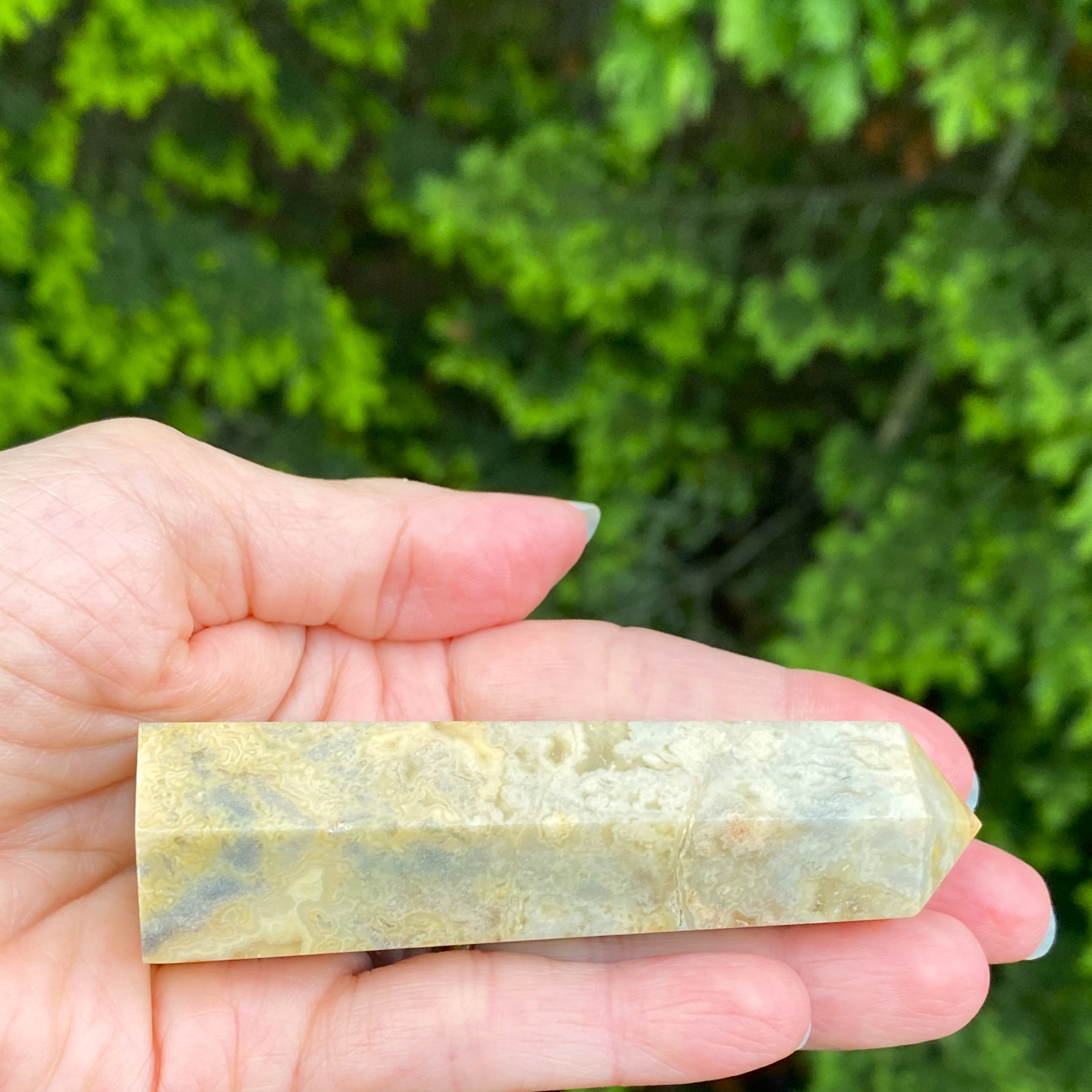 Crazy Lace Agate  Yellow Tower Point   Protection Balance 31747S