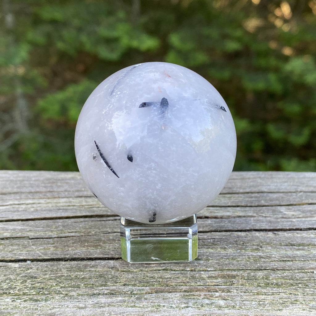 Black Tourmaline Quartz Sphere  Stand  Grounding Protection 31688S