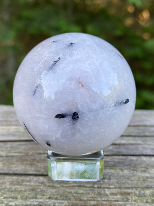 Black Tourmaline Quartz Sphere  Stand  Grounding Protection 31688S