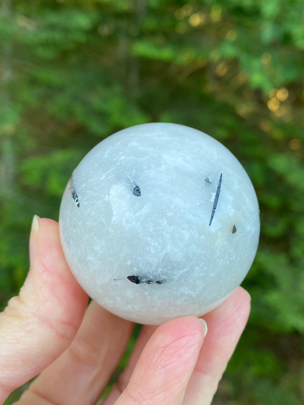 Black Tourmaline Quartz Sphere  Stand  Grounding Protection 31688S
