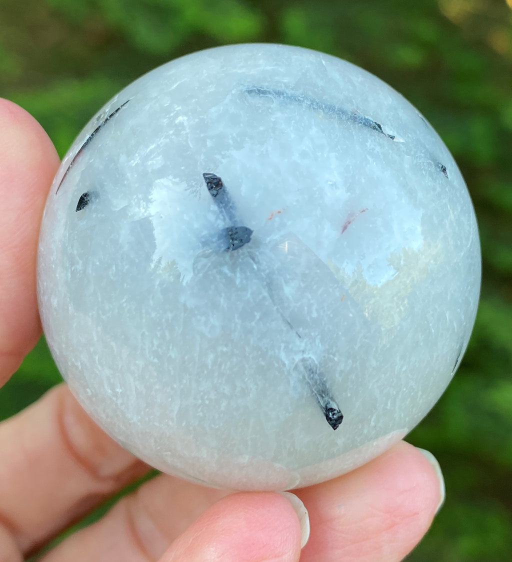 Black Tourmaline Quartz Sphere  Stand  Grounding Protection 31688S