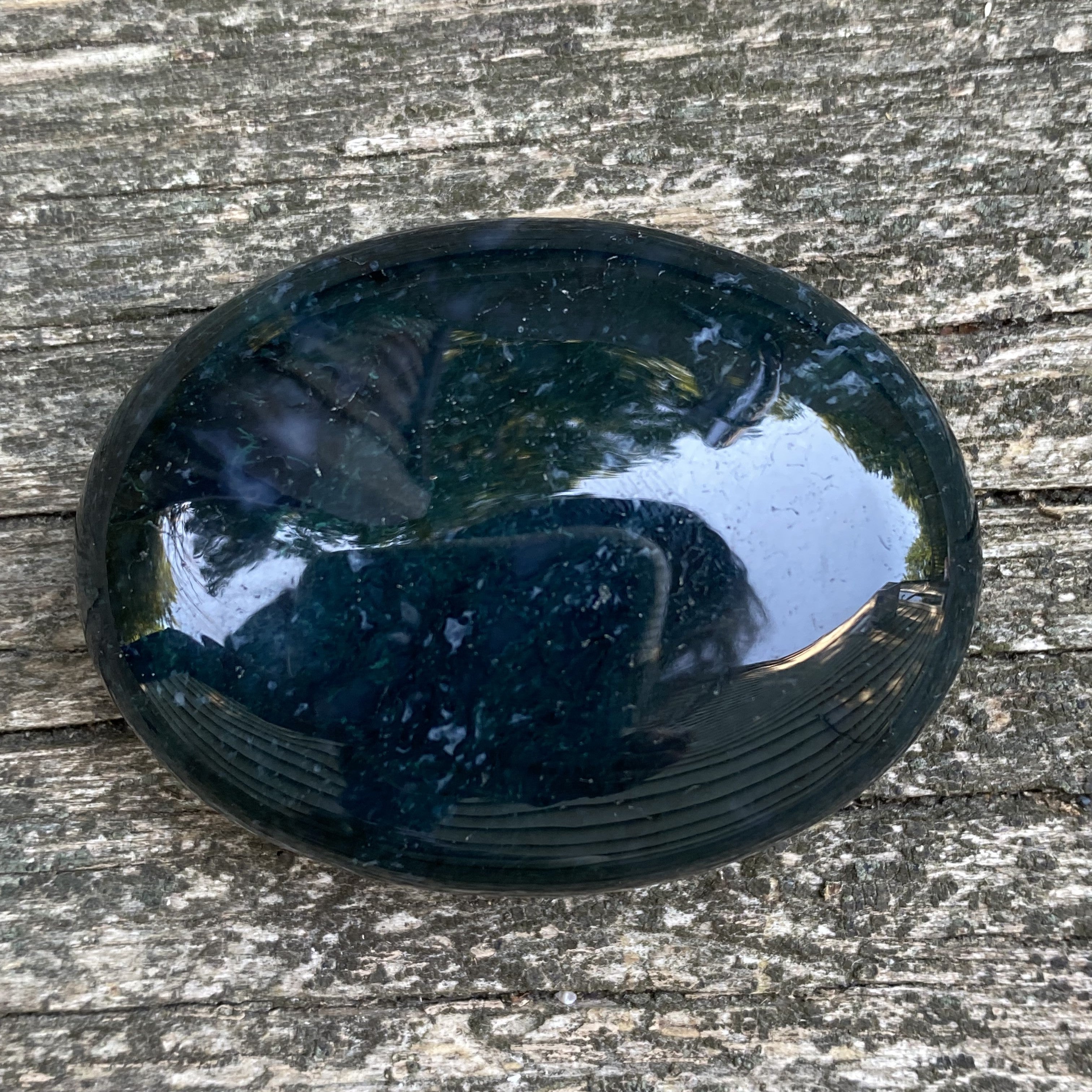 Moss Agate Small Palm Stone  Grounding Stability 30814S