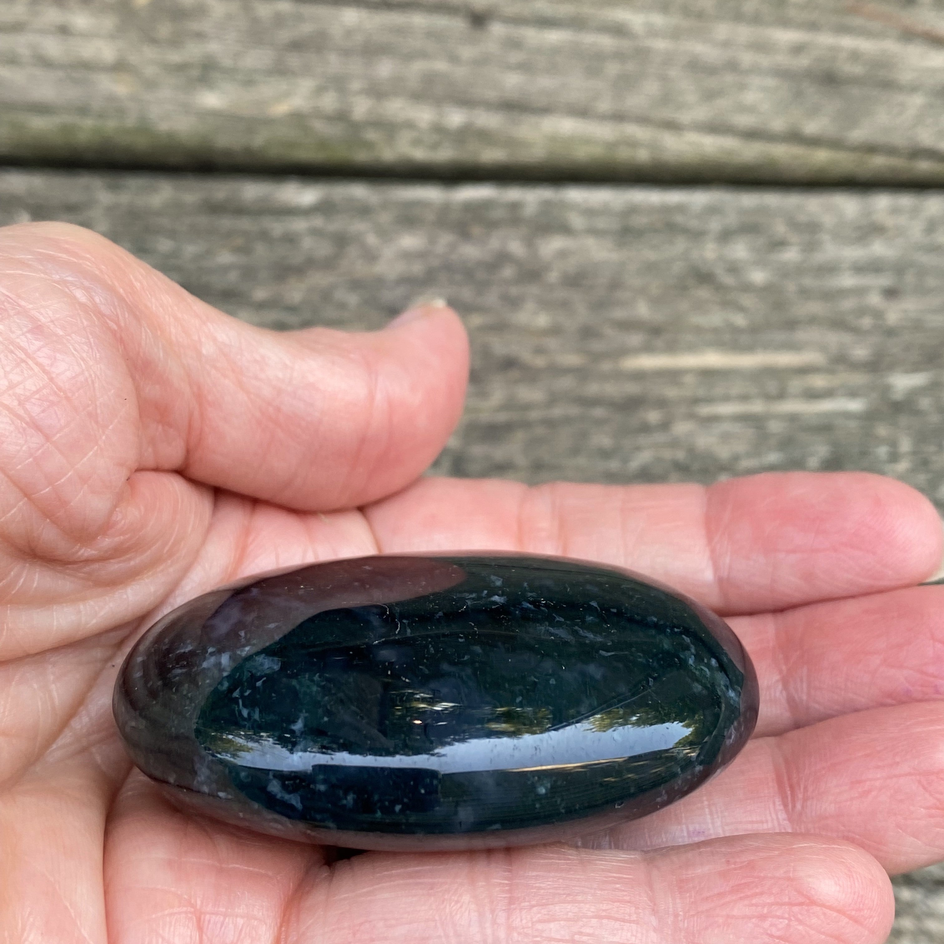 Moss Agate Small Palm Stone  Grounding Stability 30814S