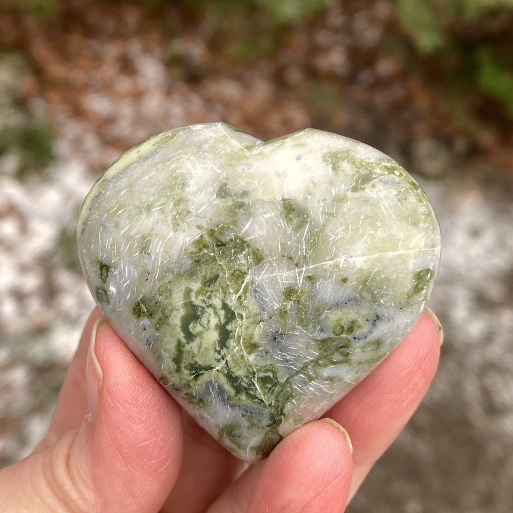 Serpentine Heart  Palm Stone Figurine  Healing Wisdom Clearing 31717S
