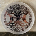 Selenite Charging Plate Triple Moon & Tree of Life Healing Protection 31079ETS