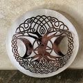 Selenite Charging Plate Triple Moon & Tree of Life Healing Protection 31080ETS