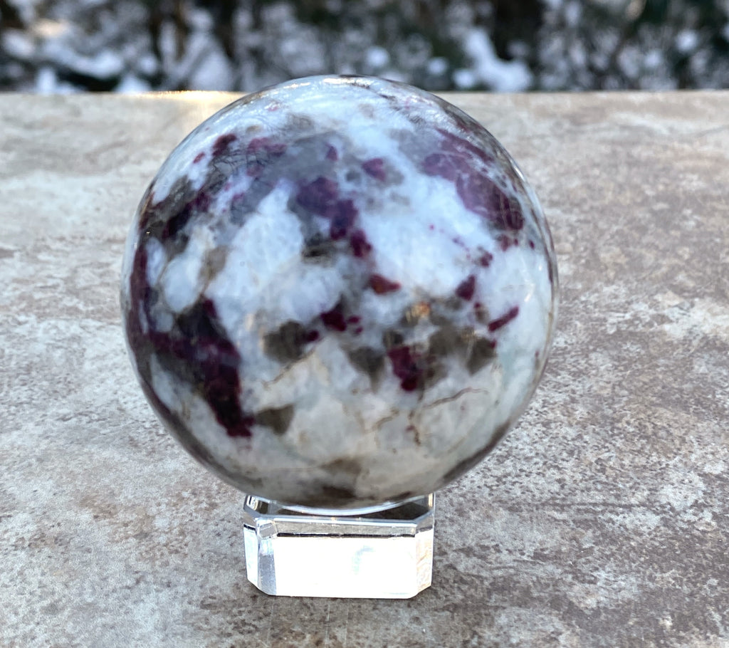 Rubellite Pink Tourmaline Sphere Stand  Healing Protection 31686S