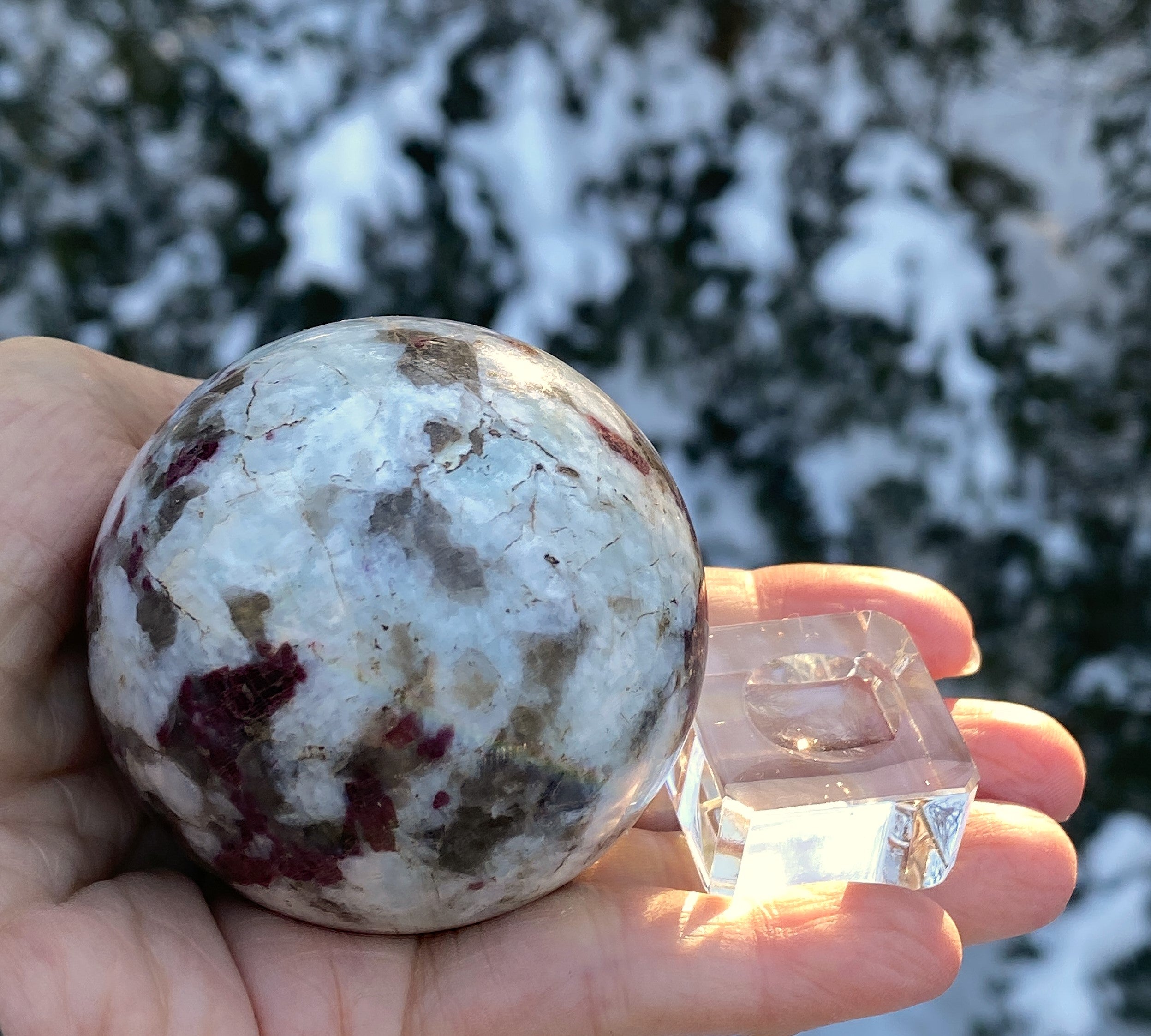 Rubellite Pink Tourmaline Sphere Stand  Healing Protection 31686S