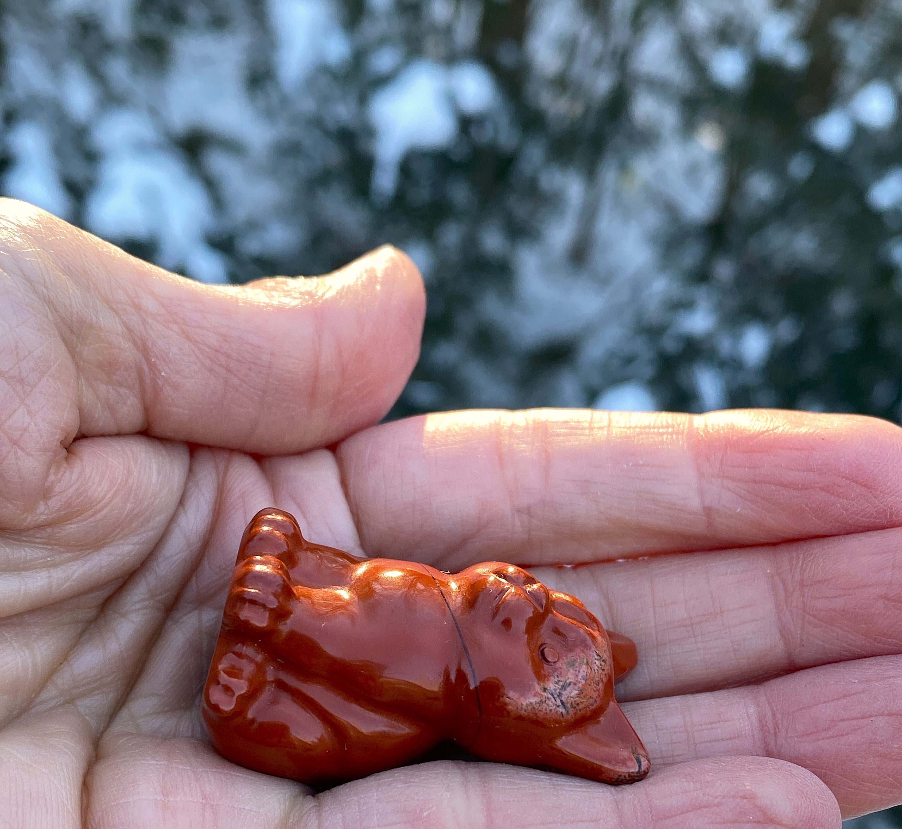 Red Jasper Cat Kitten  Figurine  Calming Healing 31614S