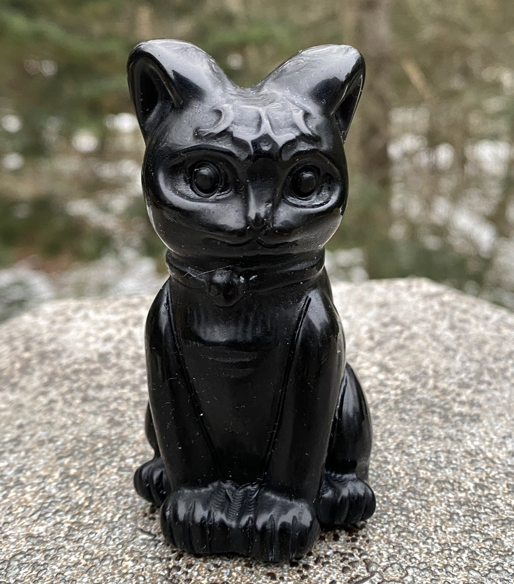 Cat Figurine Black Obsidian 3" Protection Grounding 31162S