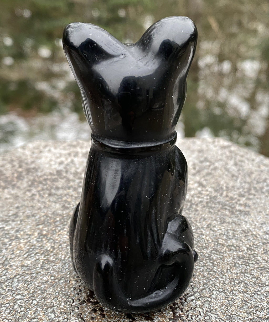 Cat Figurine Black Obsidian 3" Protection Grounding 31162S