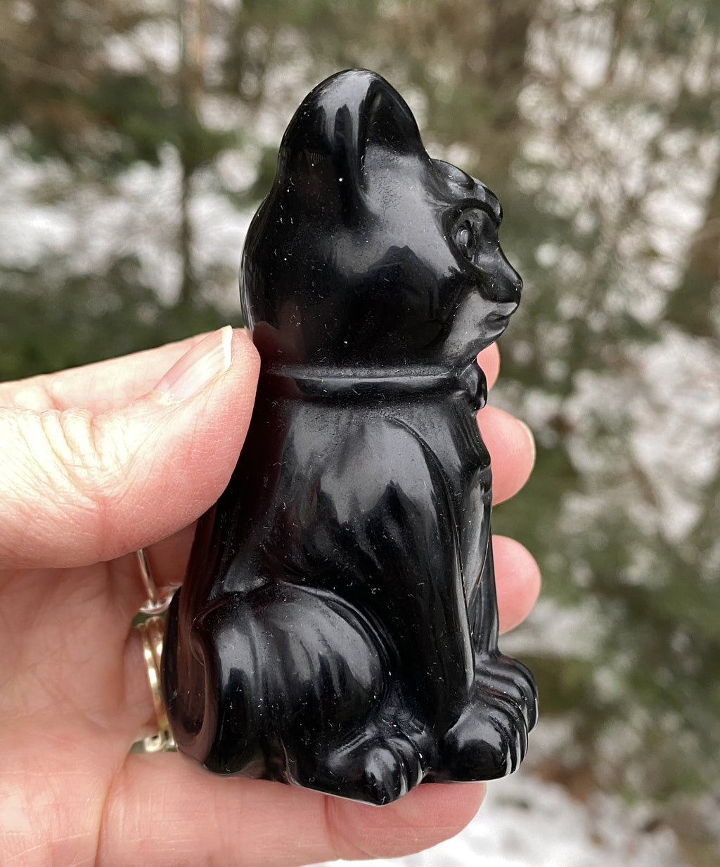Cat Figurine Black Obsidian 3" Protection Grounding 31162S