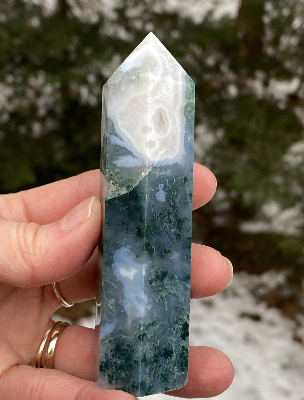 Moss Agate Point Tower  New Beginnings Wealth 31174S