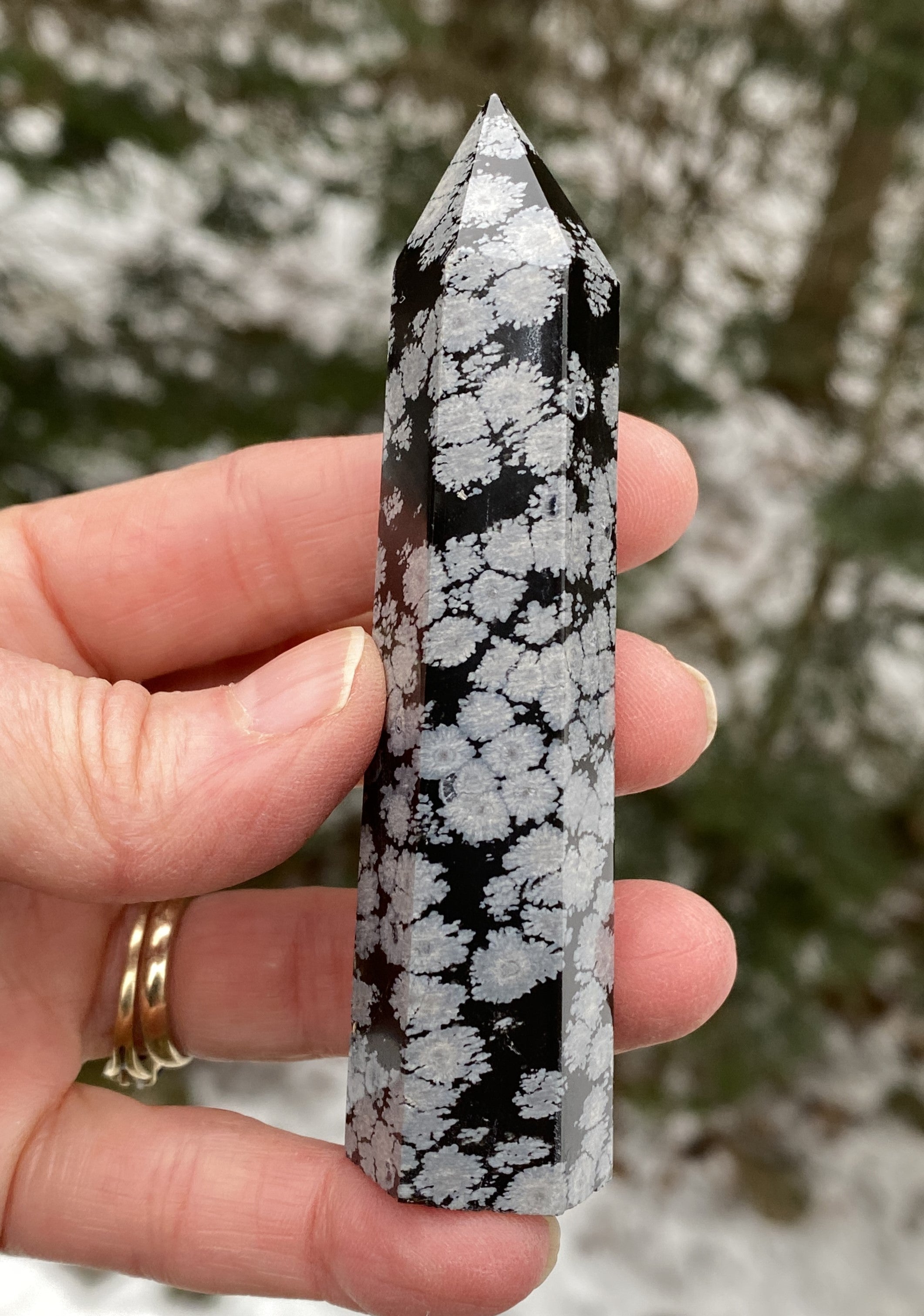 Snowflake Obsidian Point Tower  Protection Balance Centering 31178S