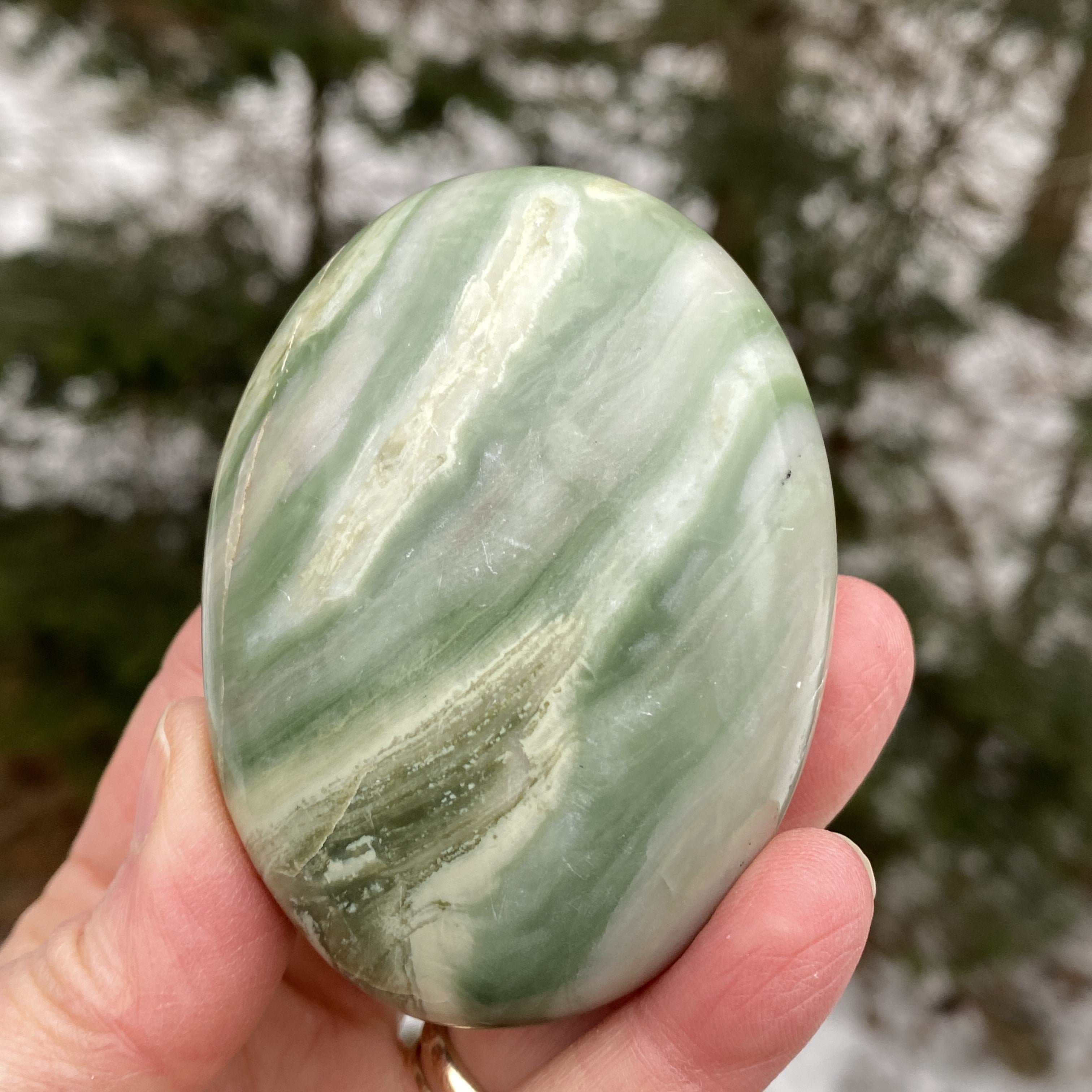 Serpentine Palm Stone  Healing Wisdom Clearing 31163S