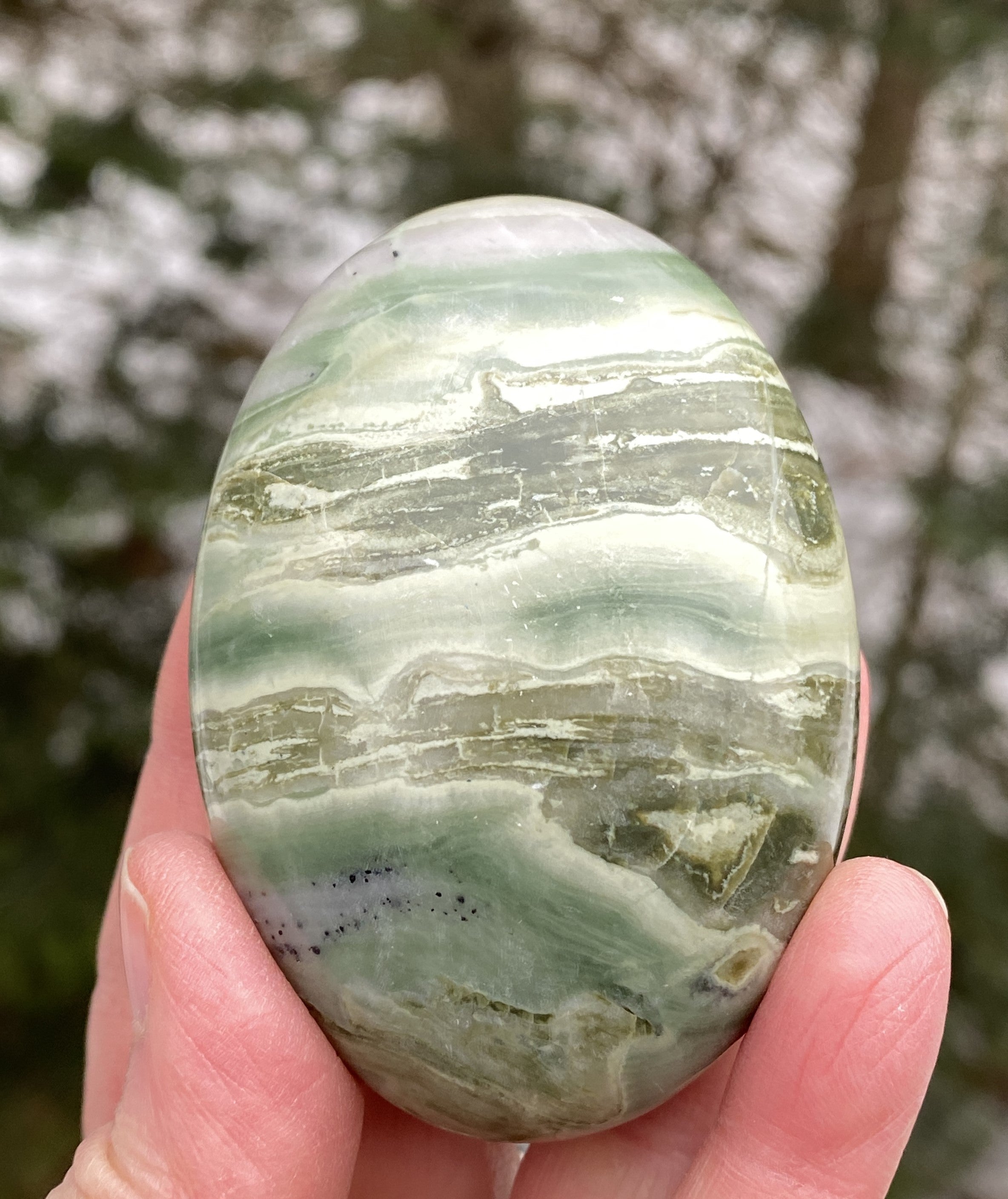 Serpentine Palm Stone  Healing Wisdom Clearing 31164S