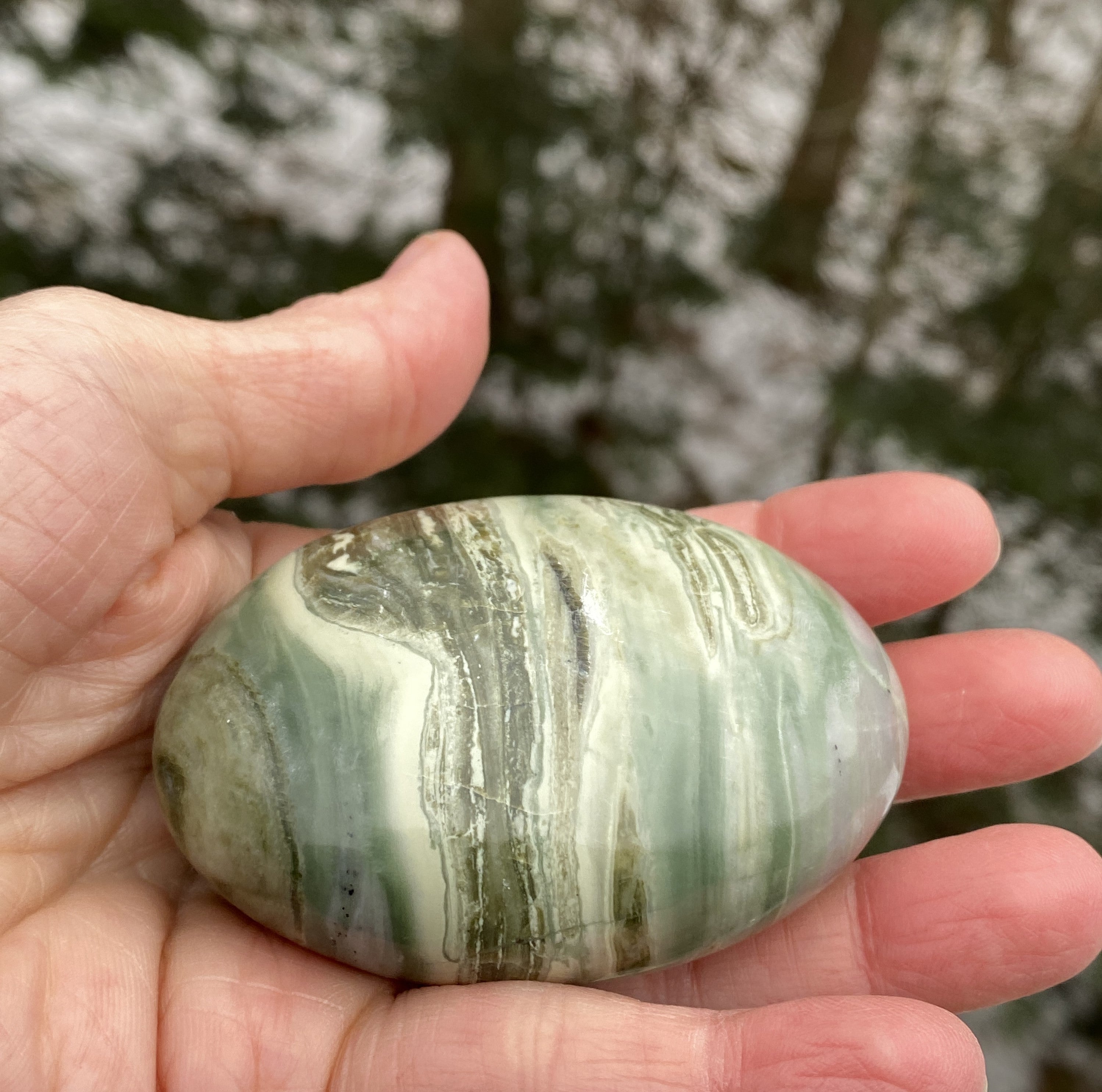 Serpentine Palm Stone  Healing Wisdom Clearing 31164S