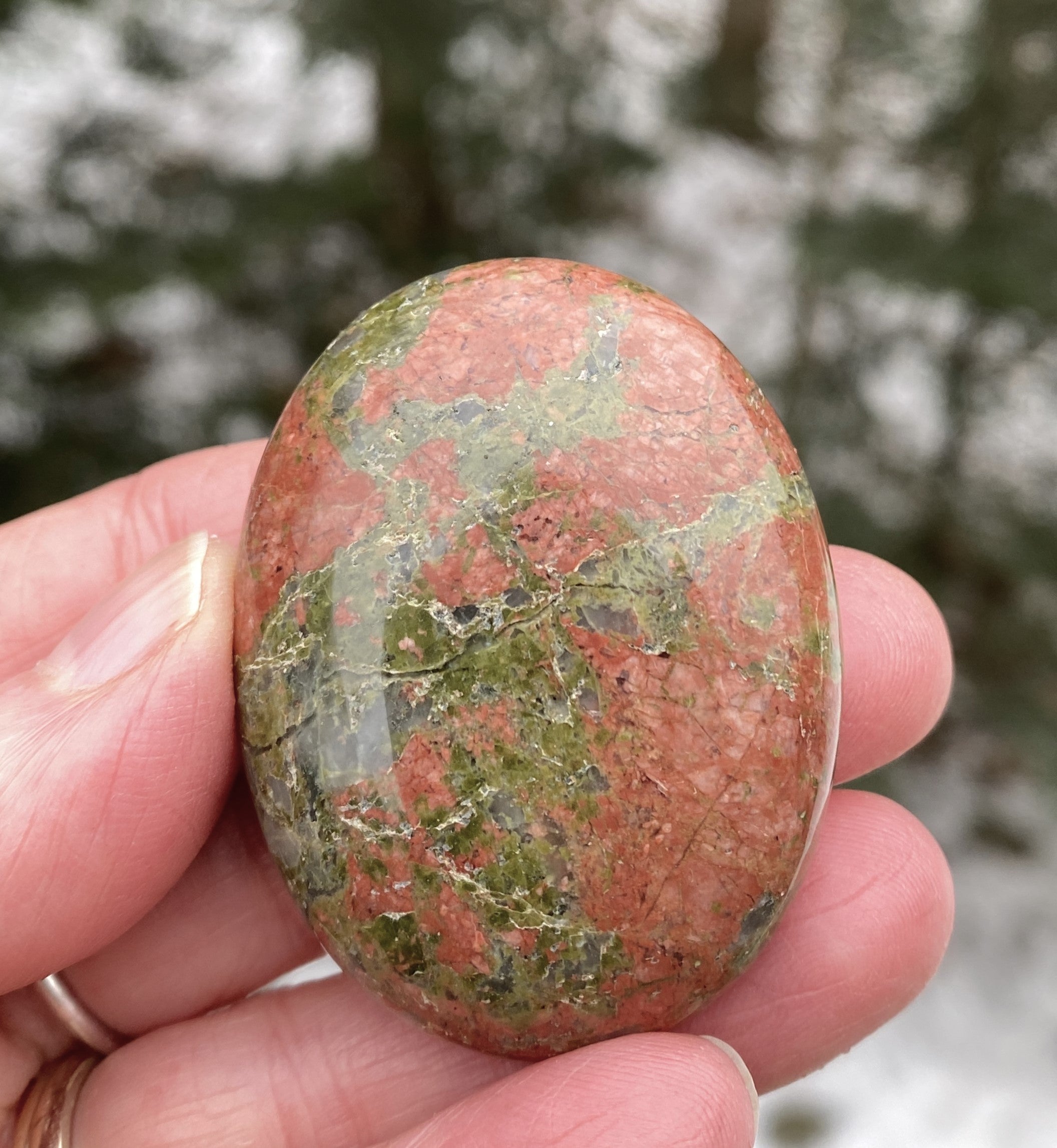 Unakite Palm Stone Protection Meditation 31173S
