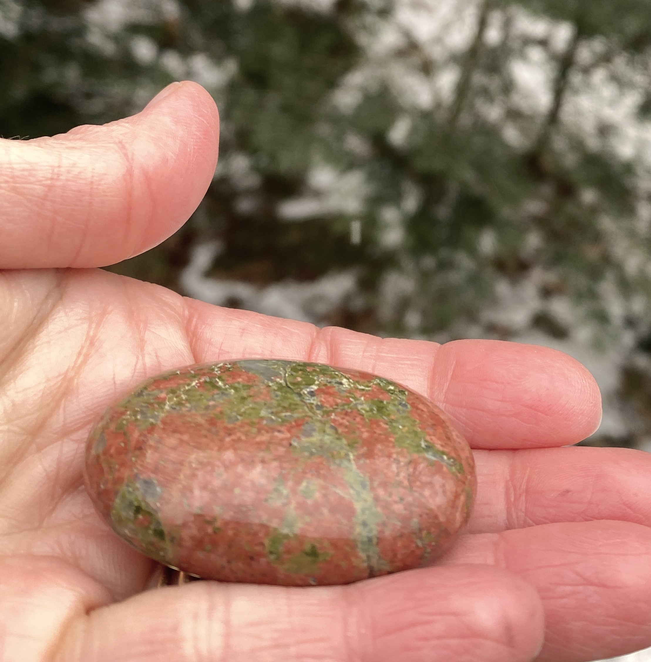 Unakite Palm Stone Protection Meditation 31173S