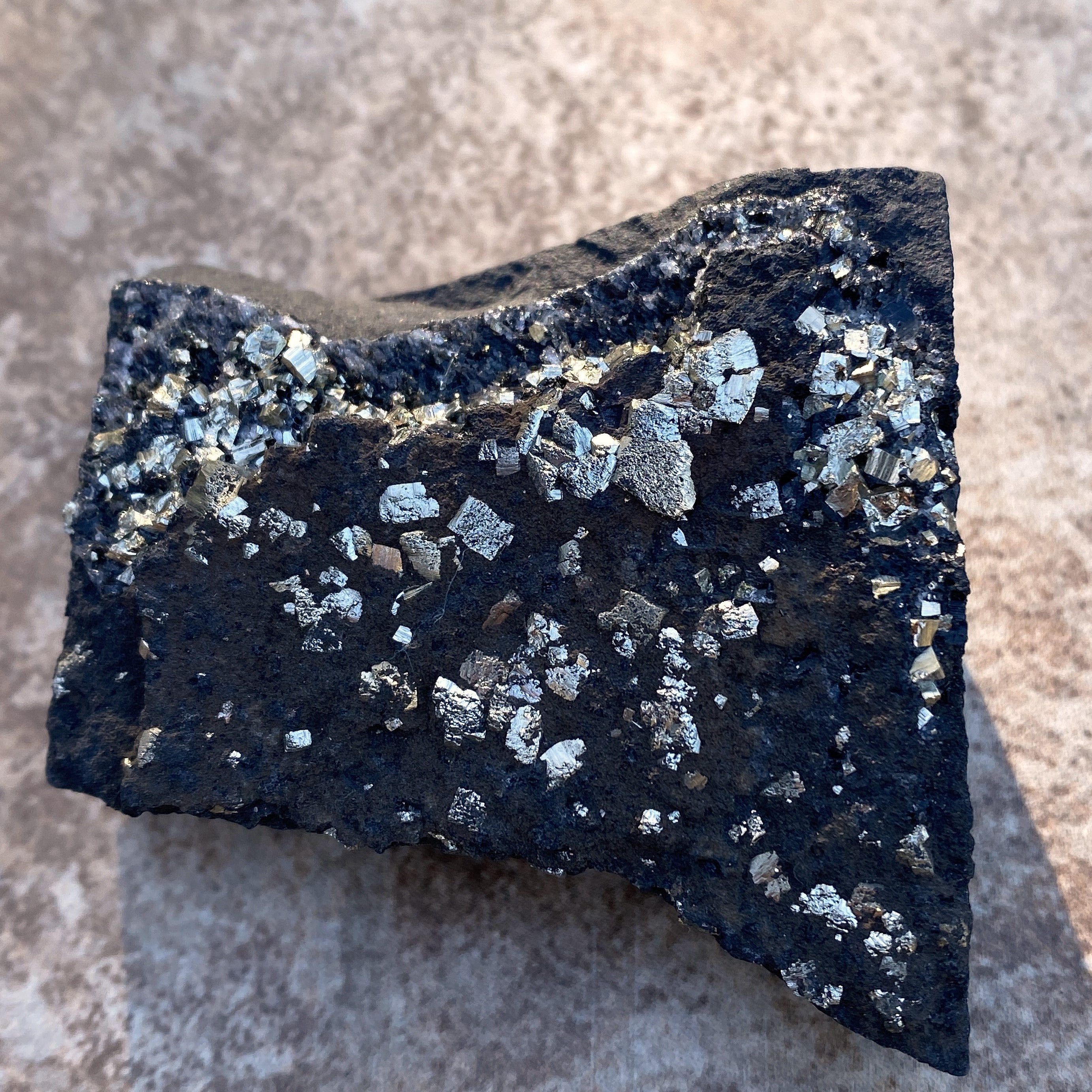 Pyrite on Shungite  Raw  FROM BRAZIL  Prosperity Meditation 31210S