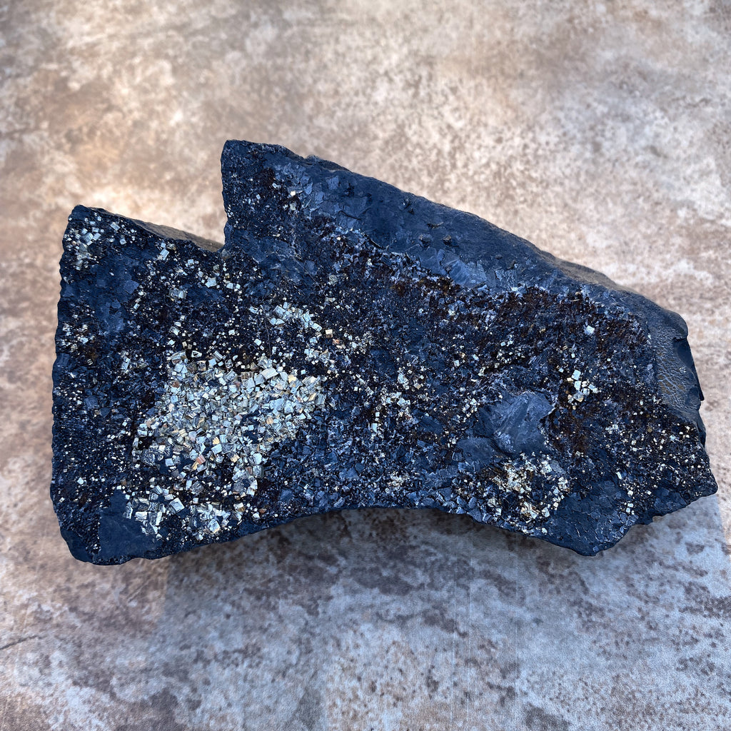 Pyrite on Shungite  Raw  FROM BRAZIL  Prosperity Meditation 31211S