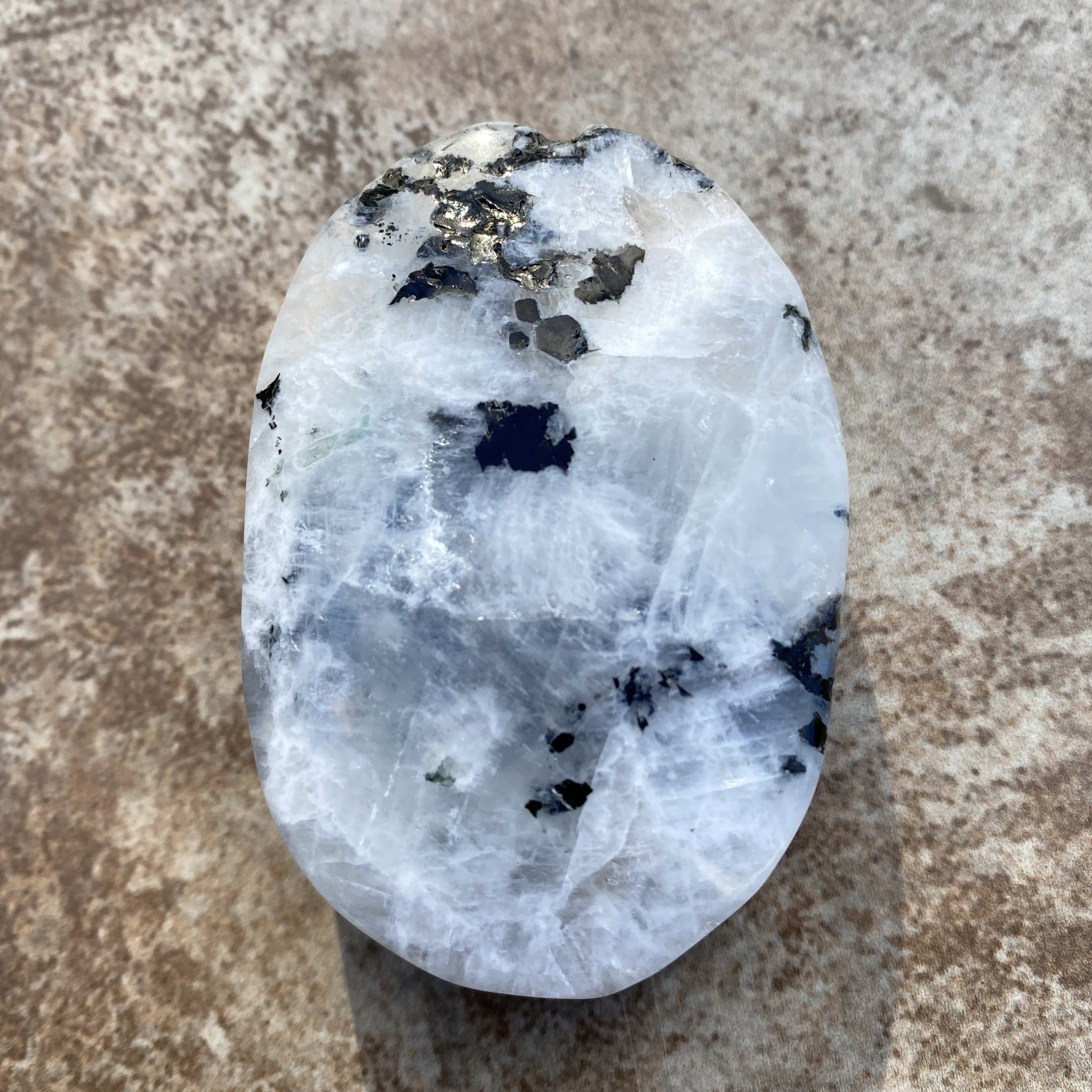 Rainbow Moonstone Palm Stone  Protection Intuition 31223S