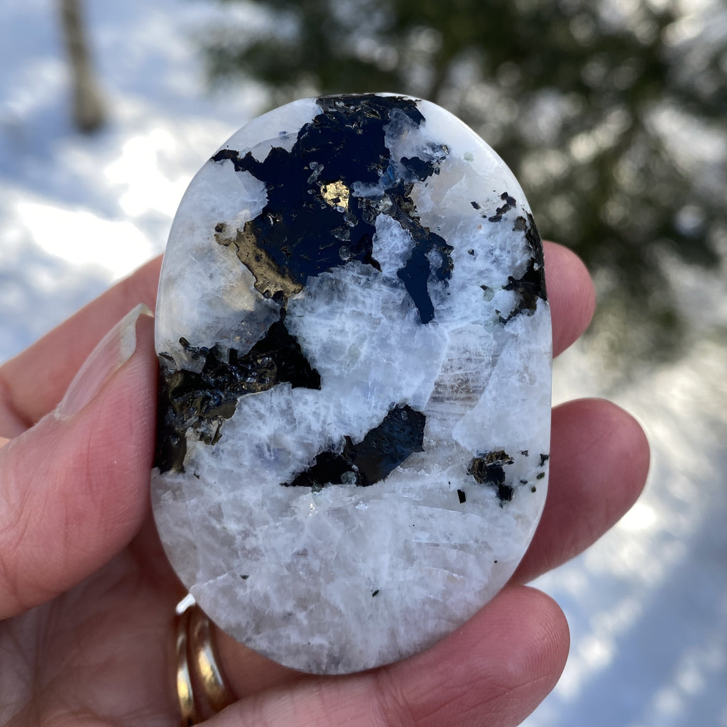 Rainbow Moonstone Palm Stone  Protection Intuition 31223S