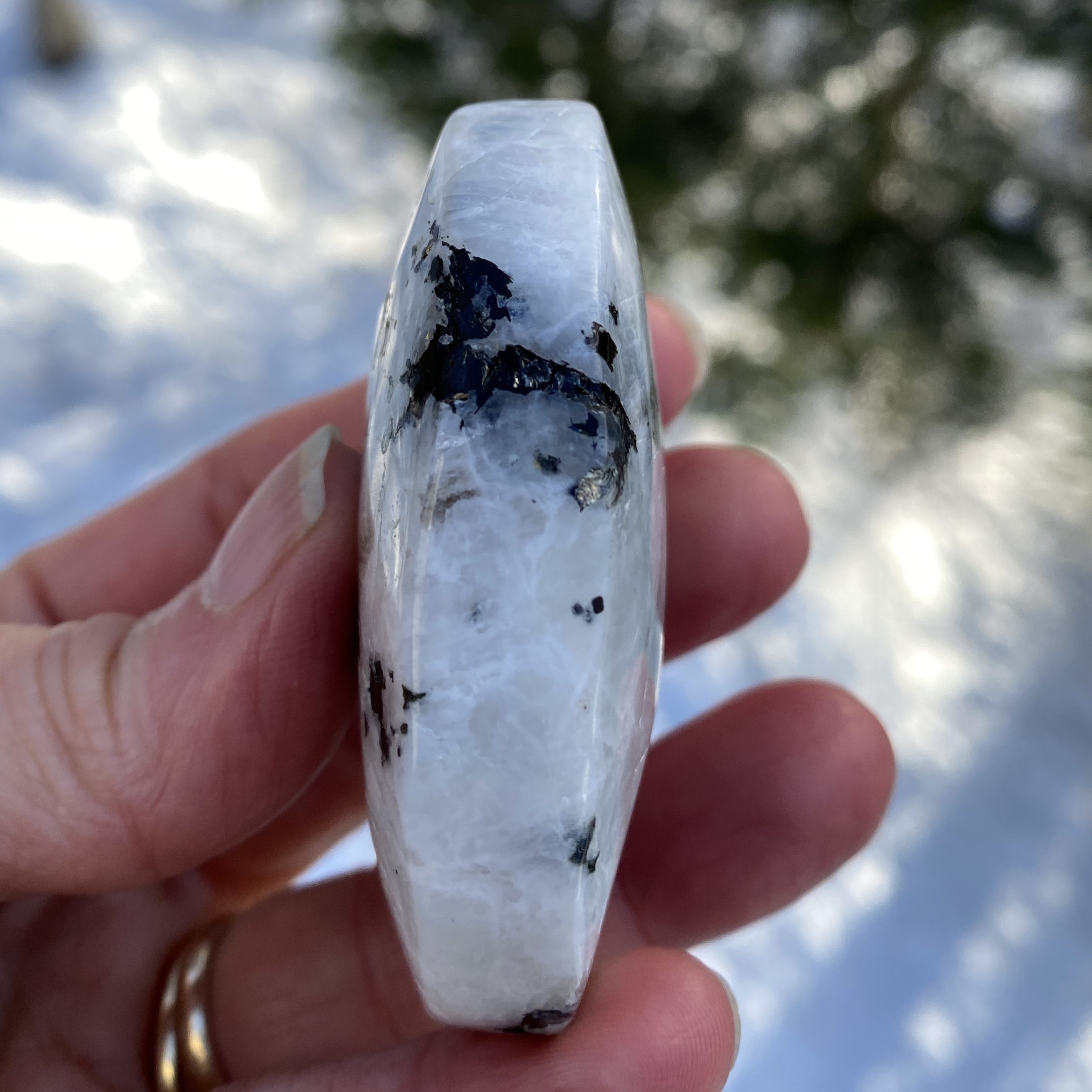 Rainbow Moonstone Palm Stone  Protection Intuition 31223S