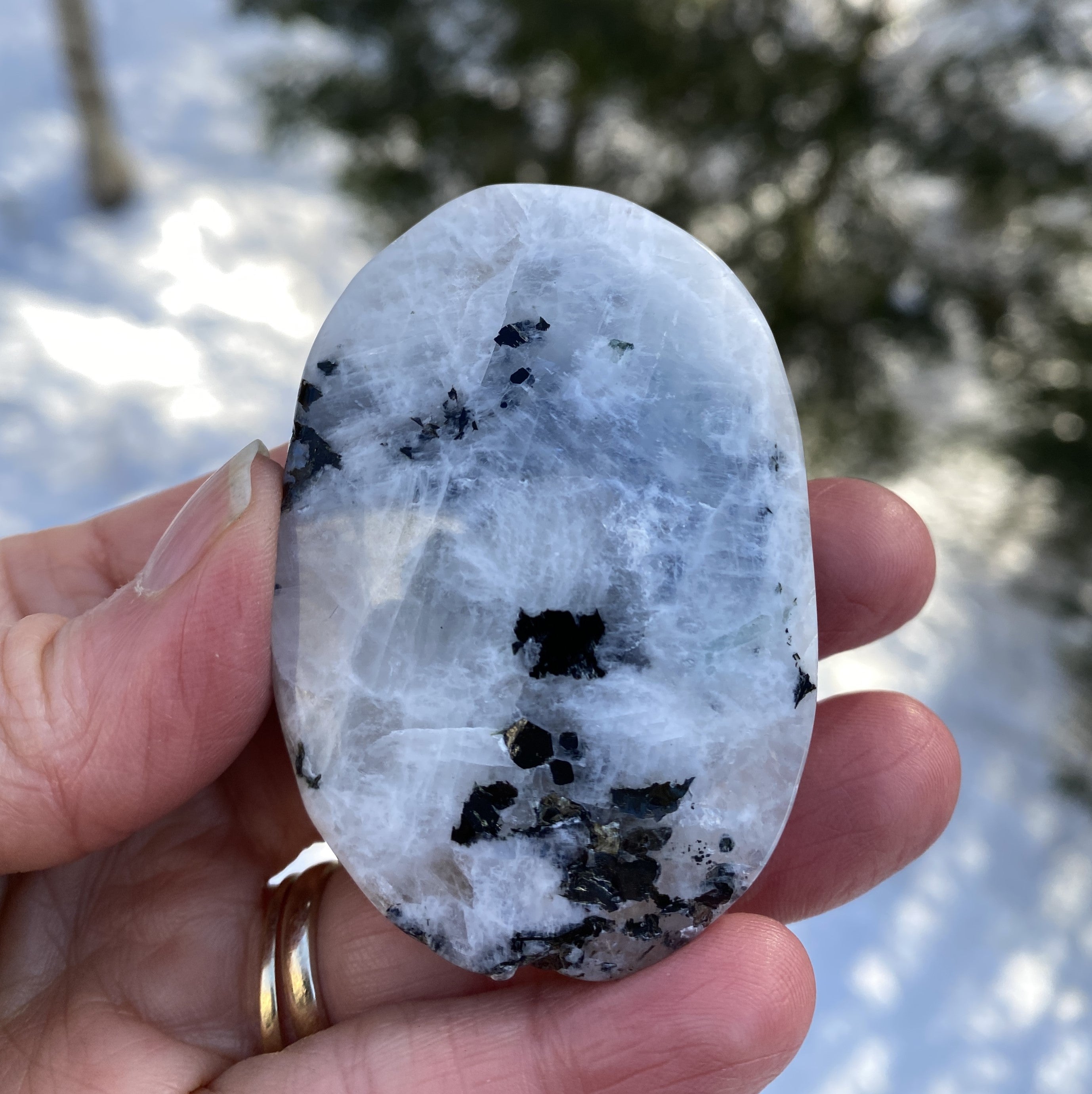 Rainbow Moonstone Palm Stone  Protection Intuition 31223S