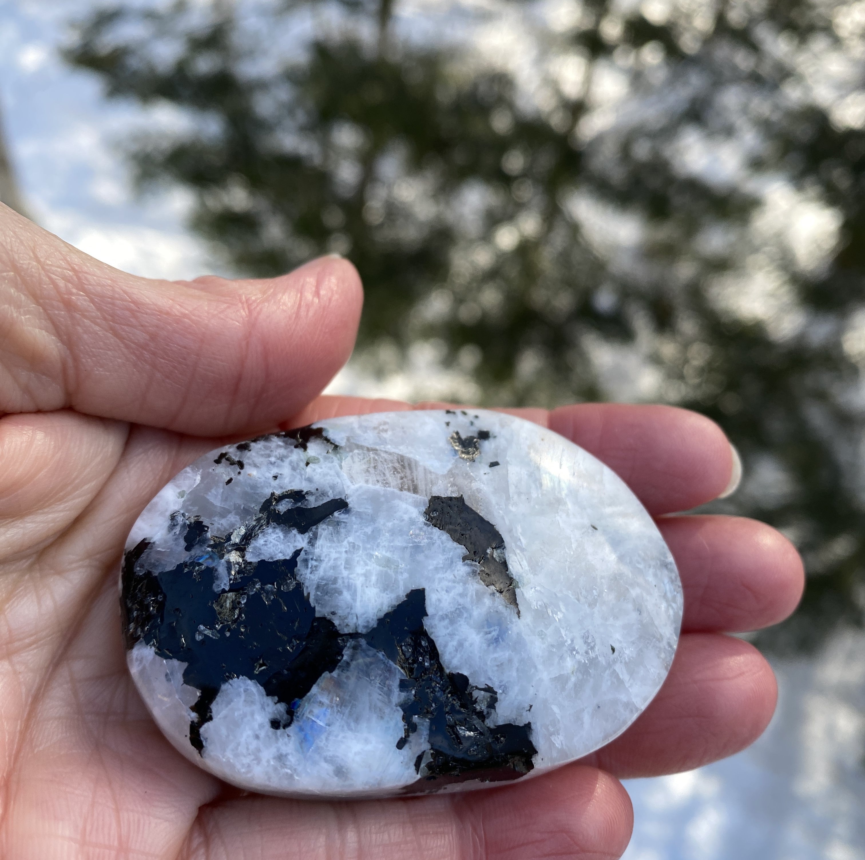 Rainbow Moonstone Palm Stone  Protection Intuition 31223S
