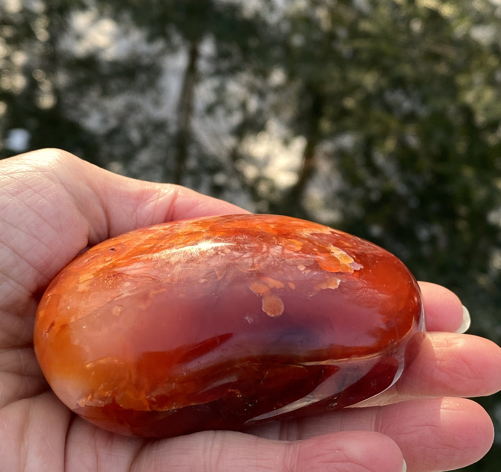 Carnelian Palm Stone Large Orange   Abundance Grounding 31242S