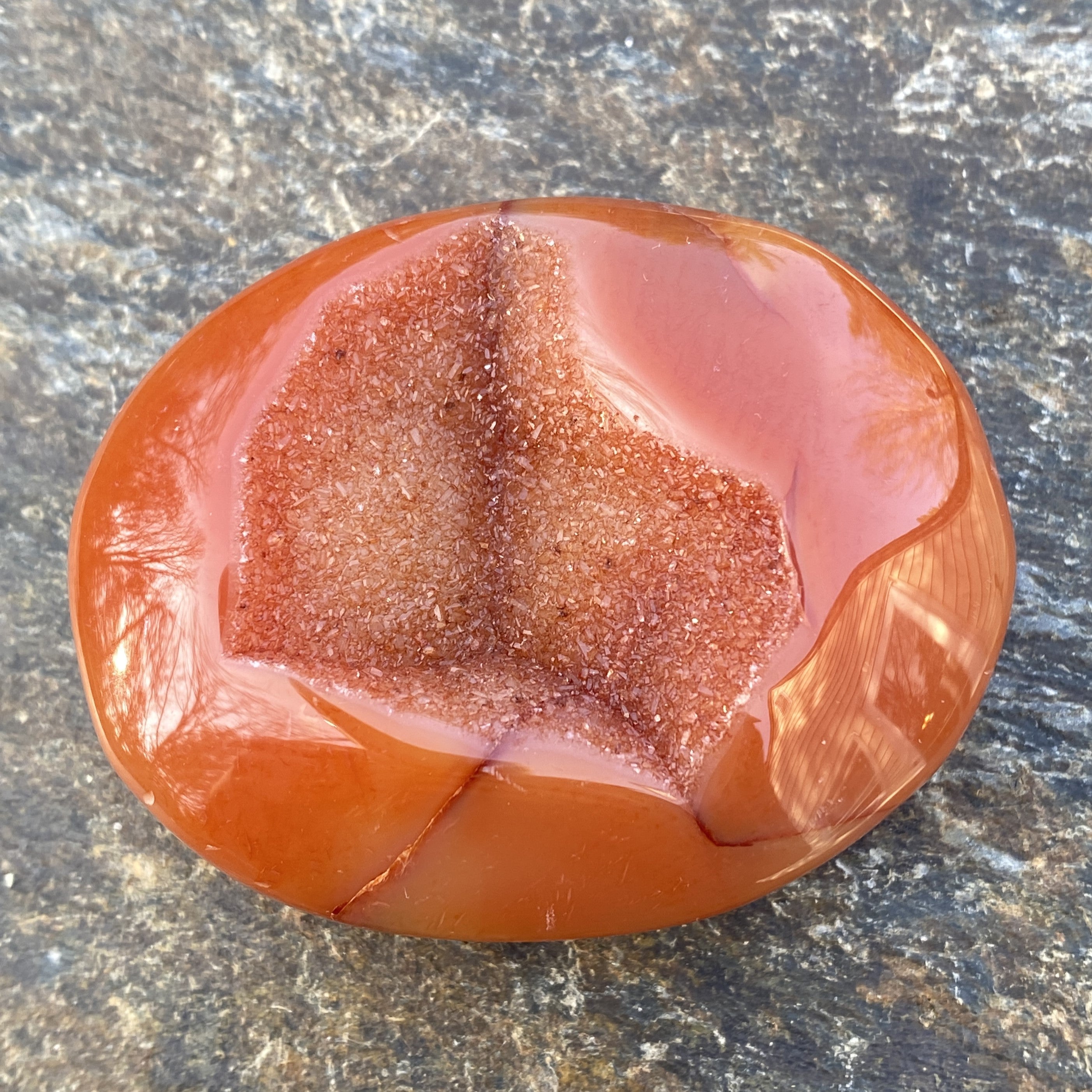Carnelian Druzy Palm Stone  Creativity Grounding 31243S