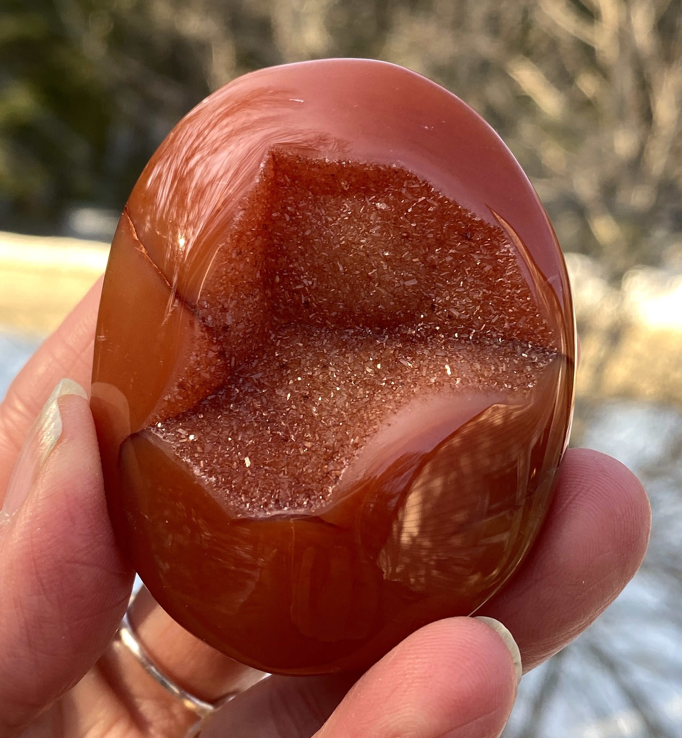 Carnelian Druzy Palm Stone  Creativity Grounding 31243S